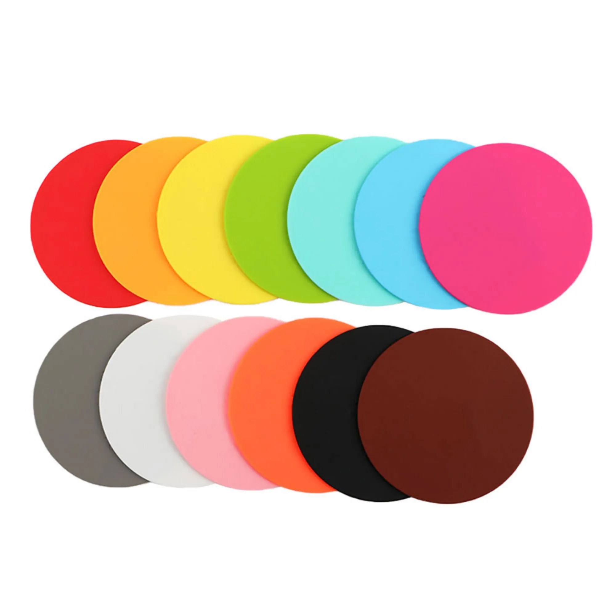 MOQ50 Soft PVC Round Silicone Coasters Non-Slip Cup 12