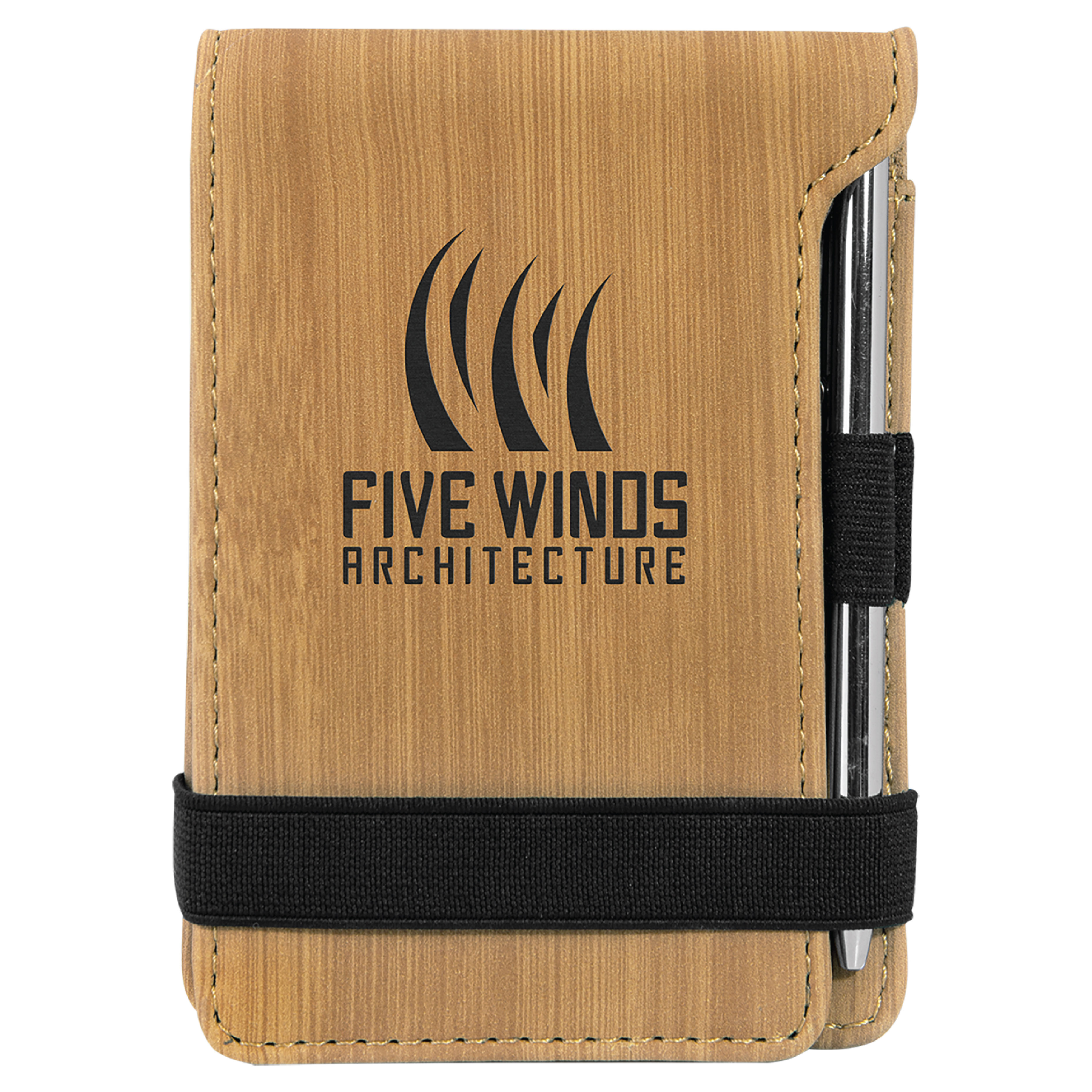 Bamboo Leatherette Mini Notepad with Pen