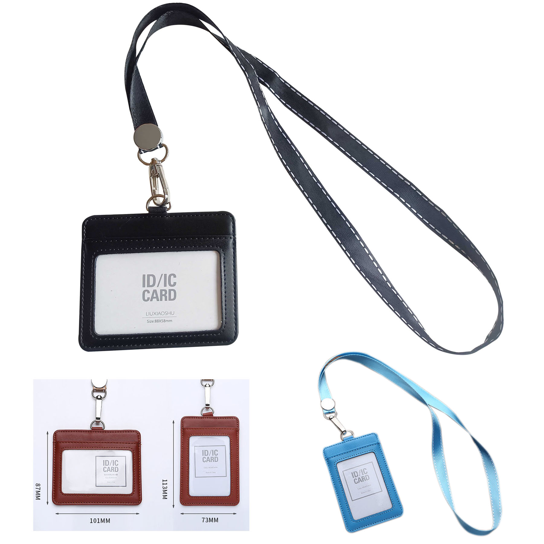 Leather Badge Holder With Lanyard