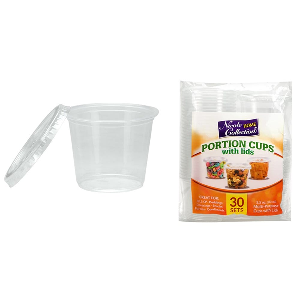 Plastic Portion Cups - Clear with Lids 5.5 oz 30 Pack 3