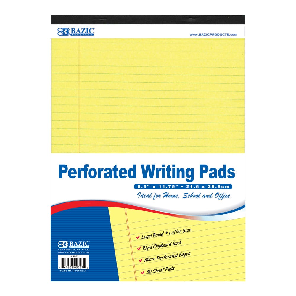 Canary Writing Pad - 50 Sheets Perforated 8.5" x 11.75" 2