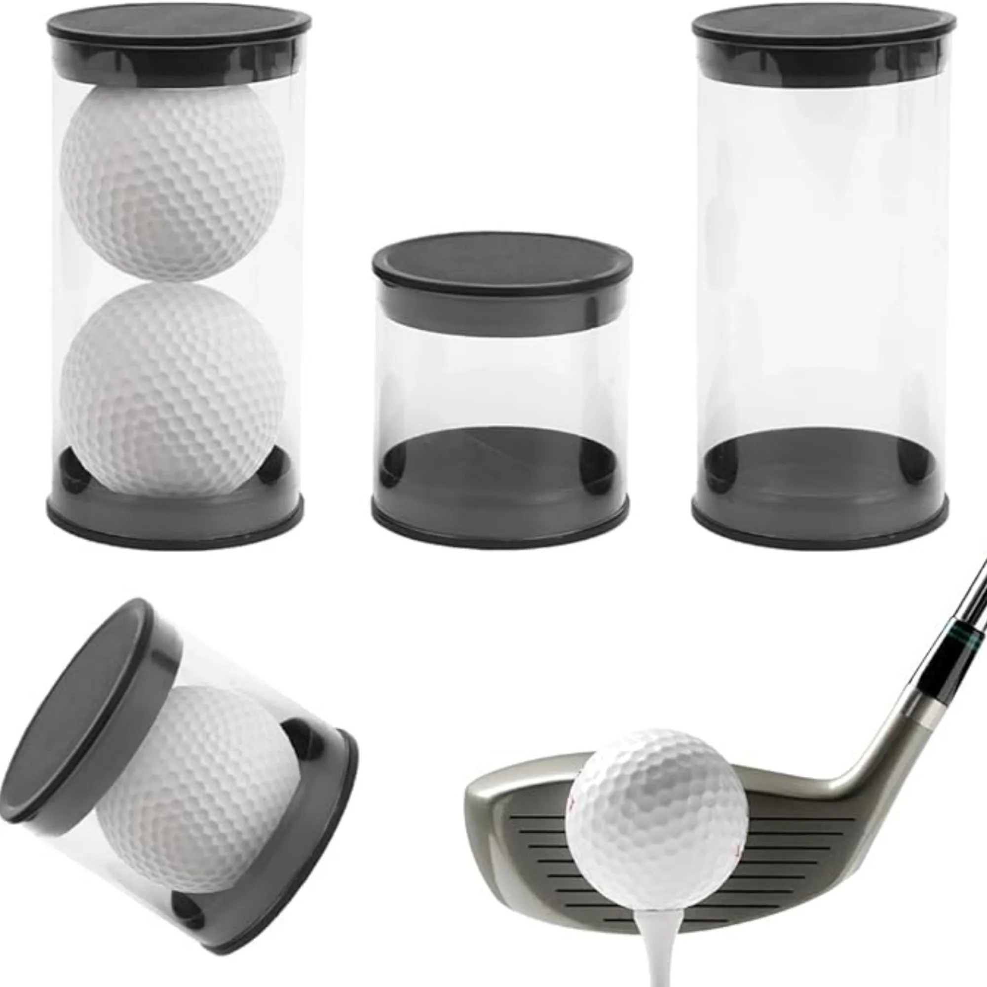Transparent Golf Ball Tube Set Durable PVC Organizer 18