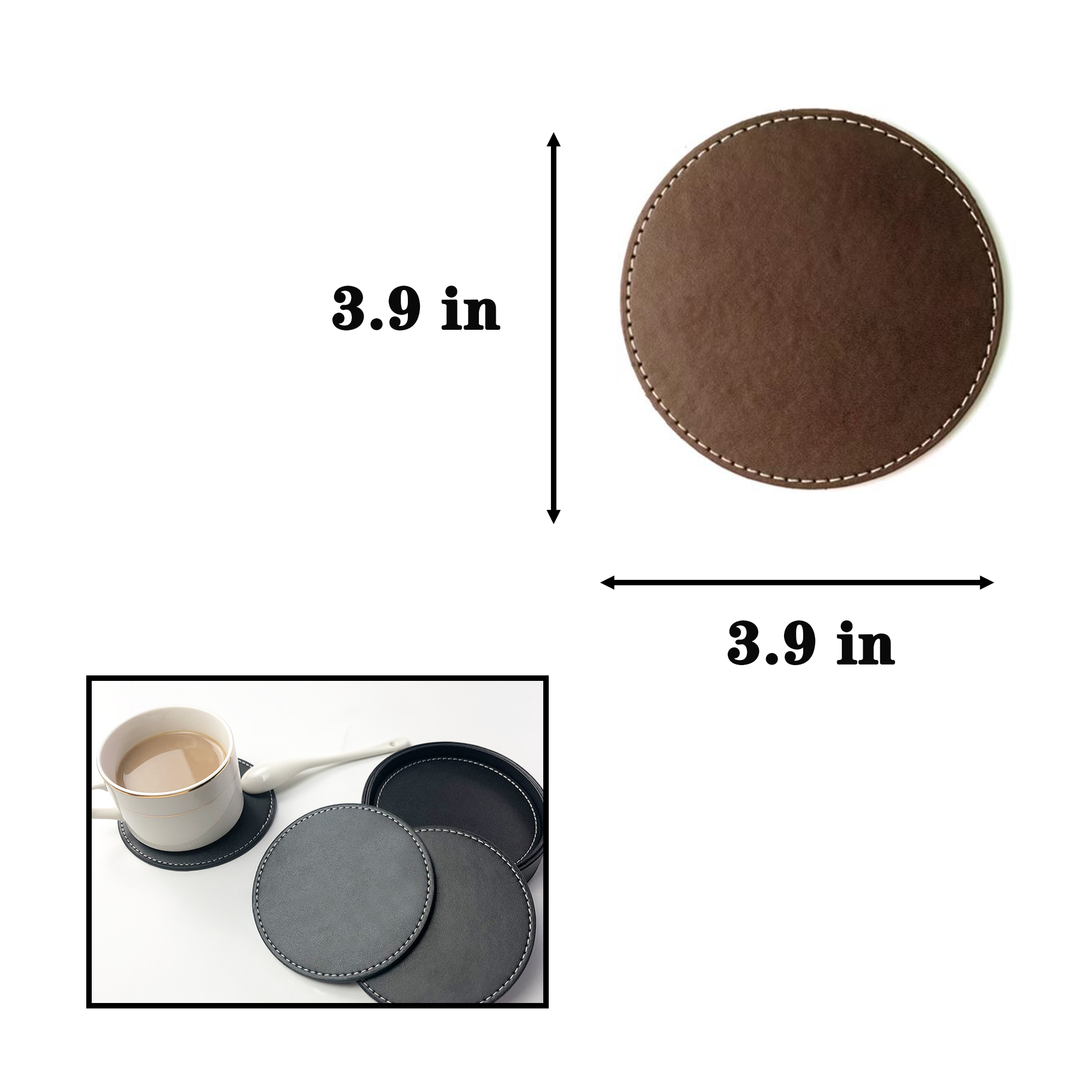 2.9 " Round Leather Coasters 11