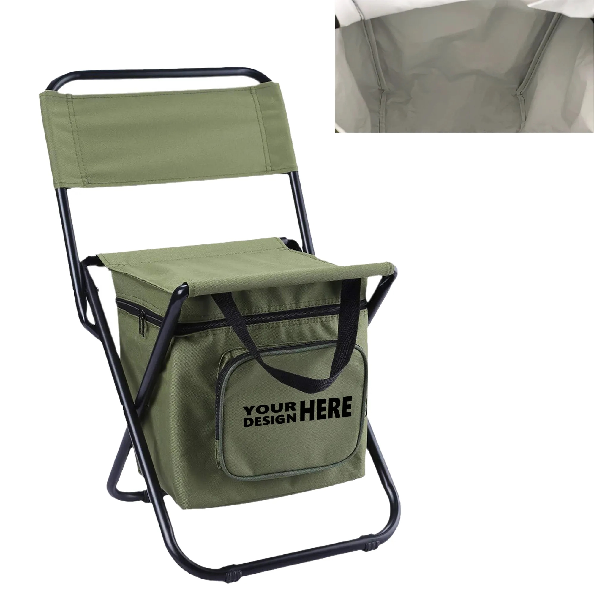 Outdoor Portable Folding Chair with Storage Bag and Backrest