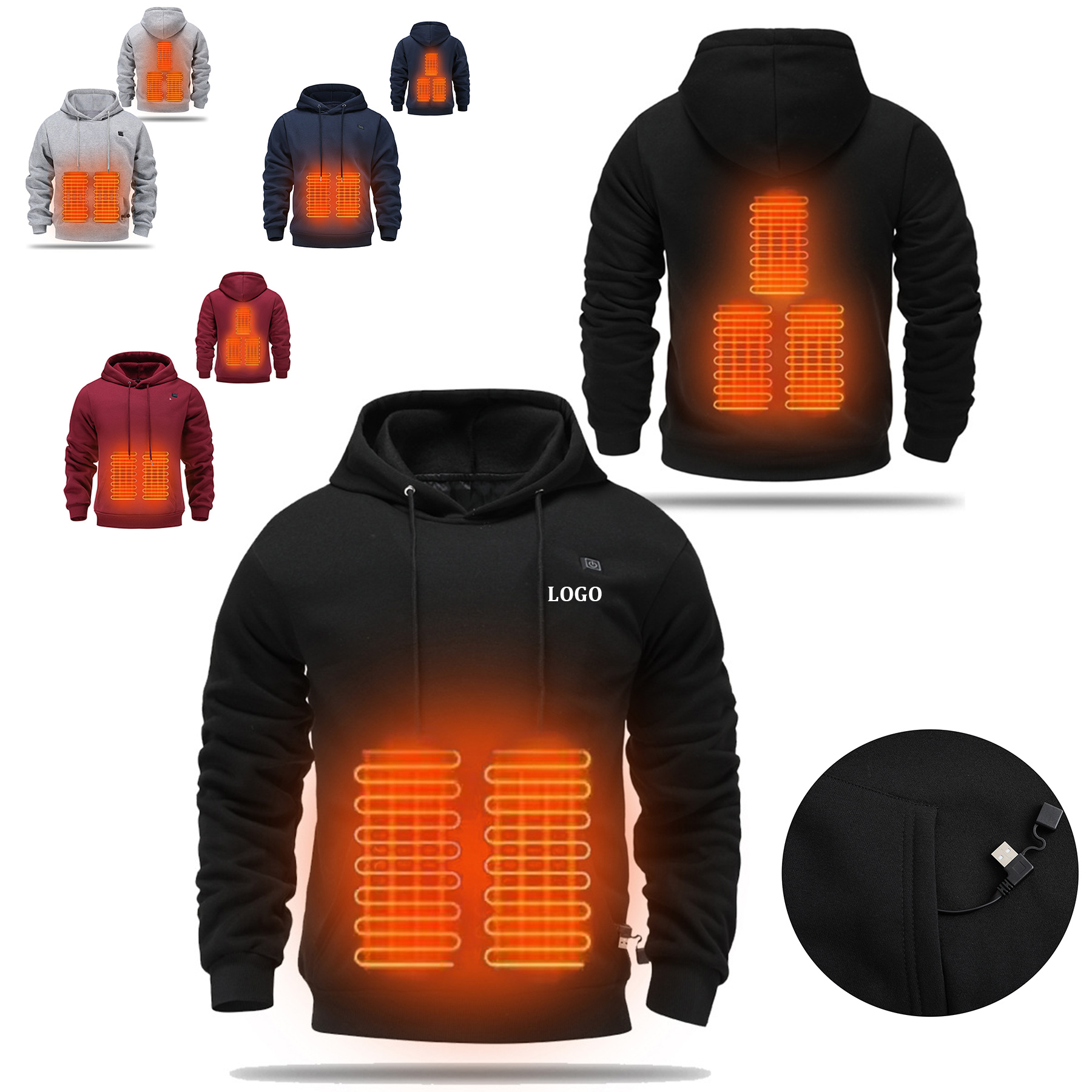 Unisex Heated Hoodie Sweatshirt, custom hoodie or sweatshirt with logo imprint 12