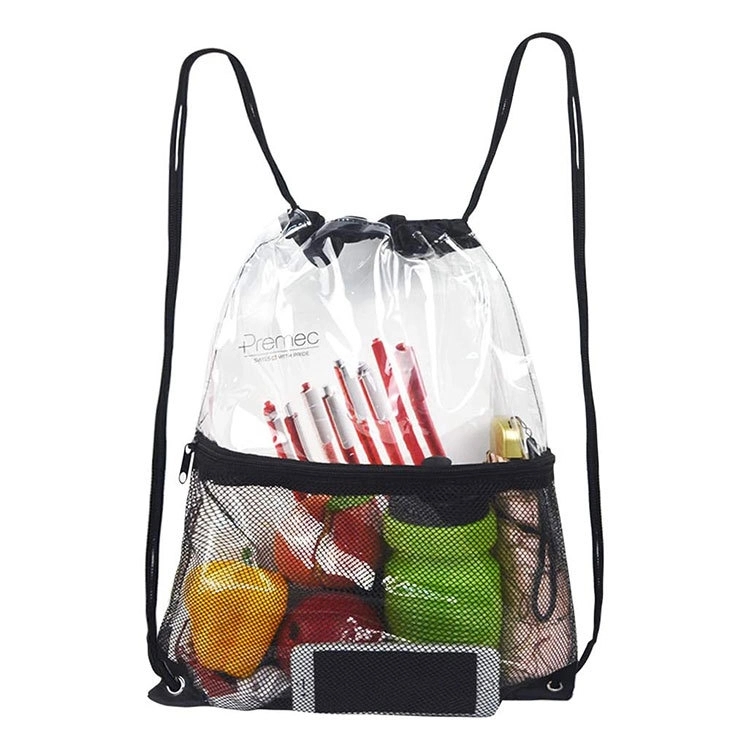Clear Drawstring Bag With Mesh