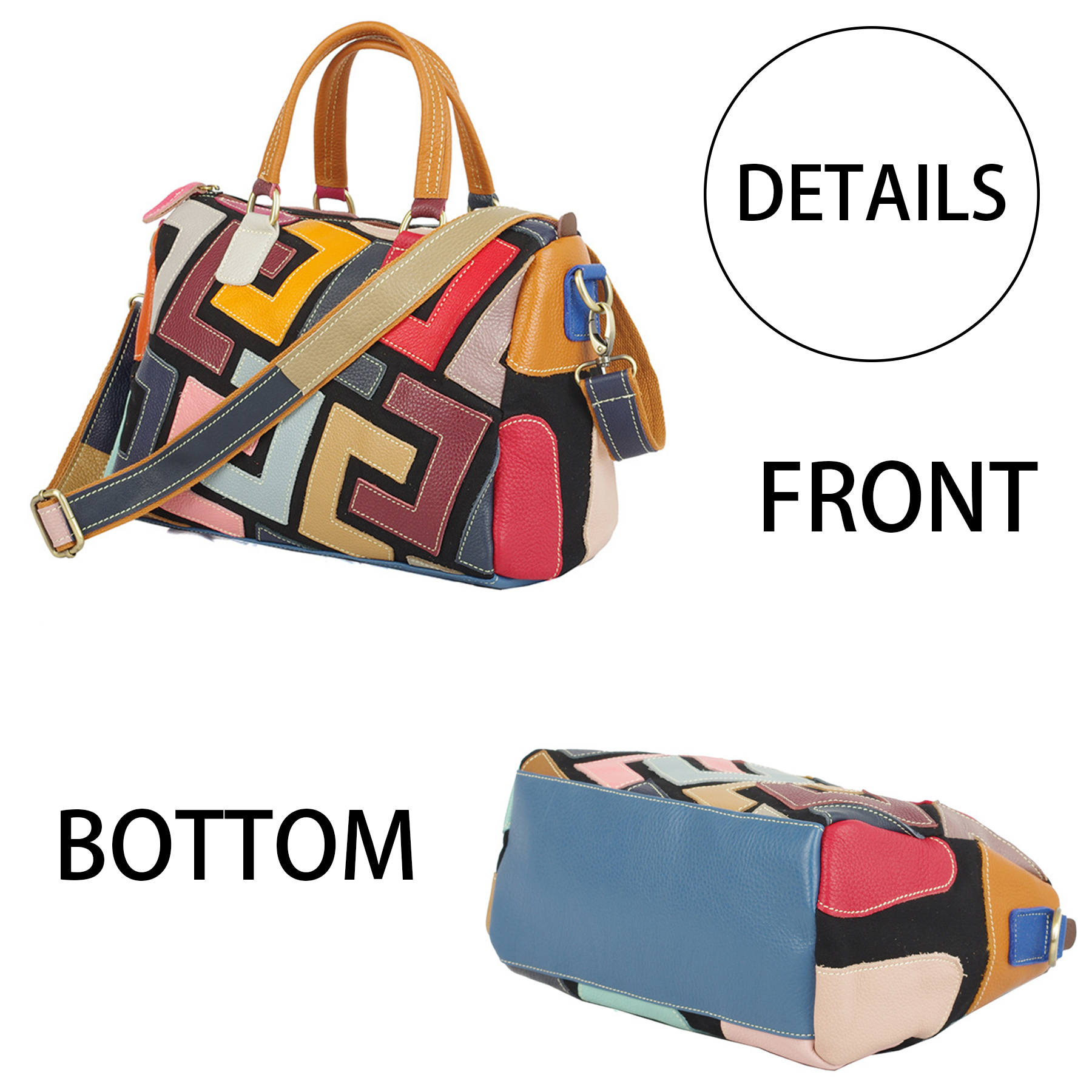 Genuine Leather Geometric colourful contrast cross-body bag 11