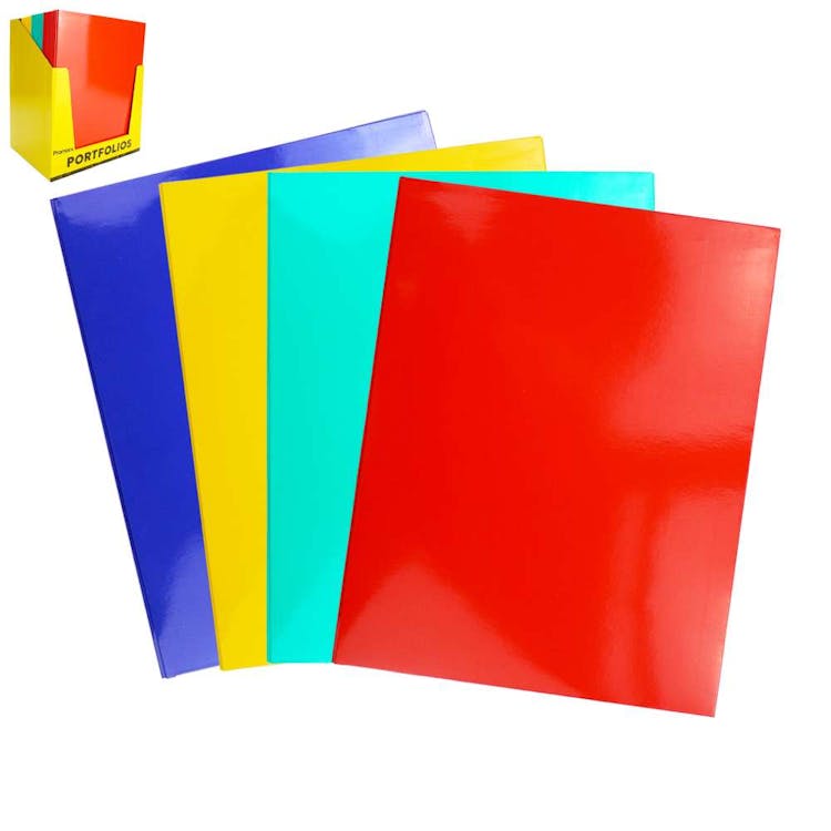 Glossy 2-Pocket Folders - Assorted 3 Prongs 3