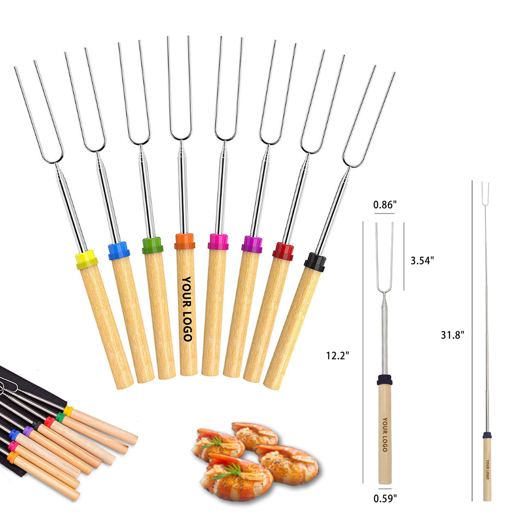 Extendable Barbecue Fork With Wooden Handle 2