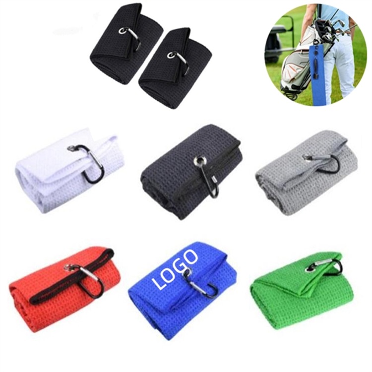 Premium Microfiber Fabric Golf Towel with Carabiner Clip