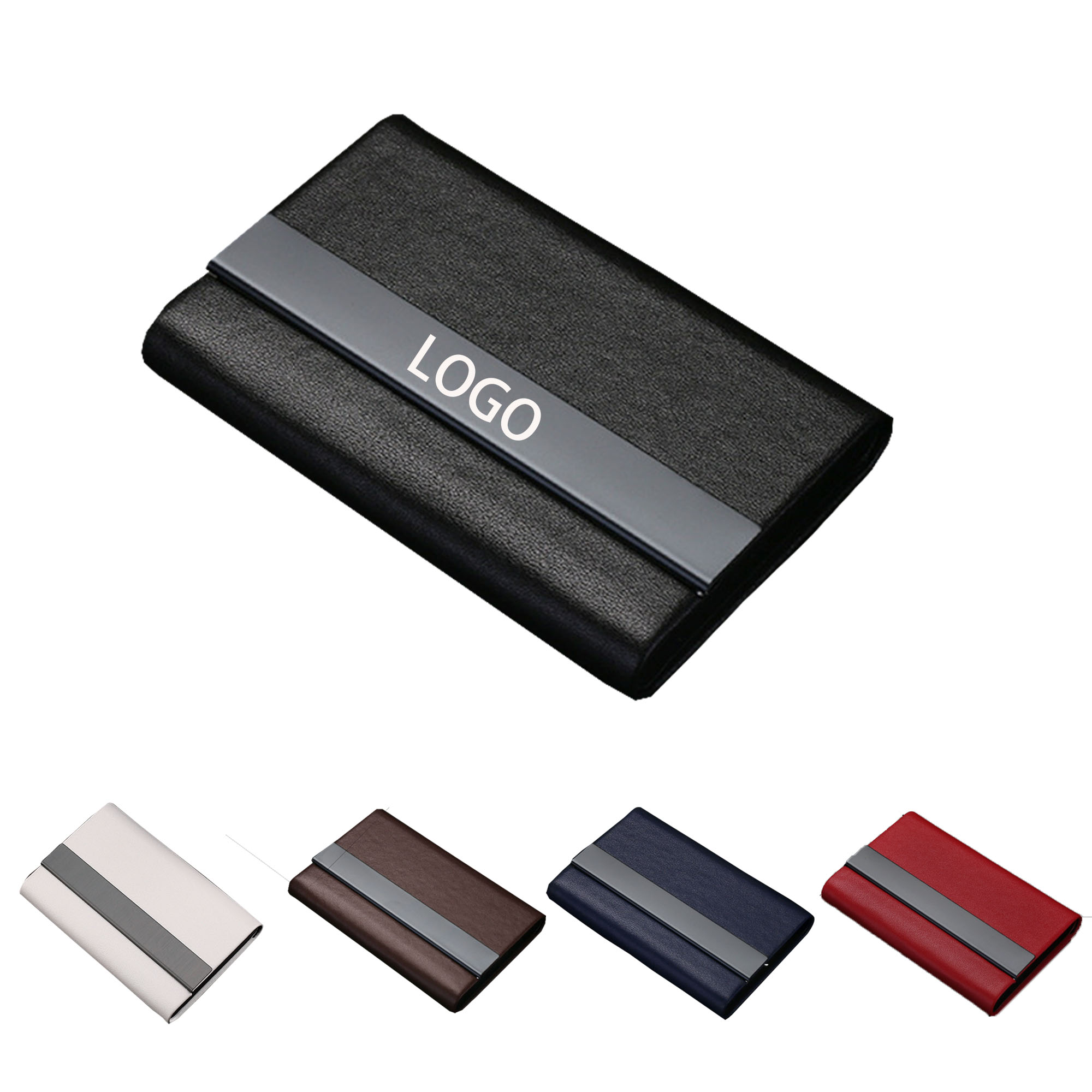 Titanium Black Microfiber Business Card Holder 2