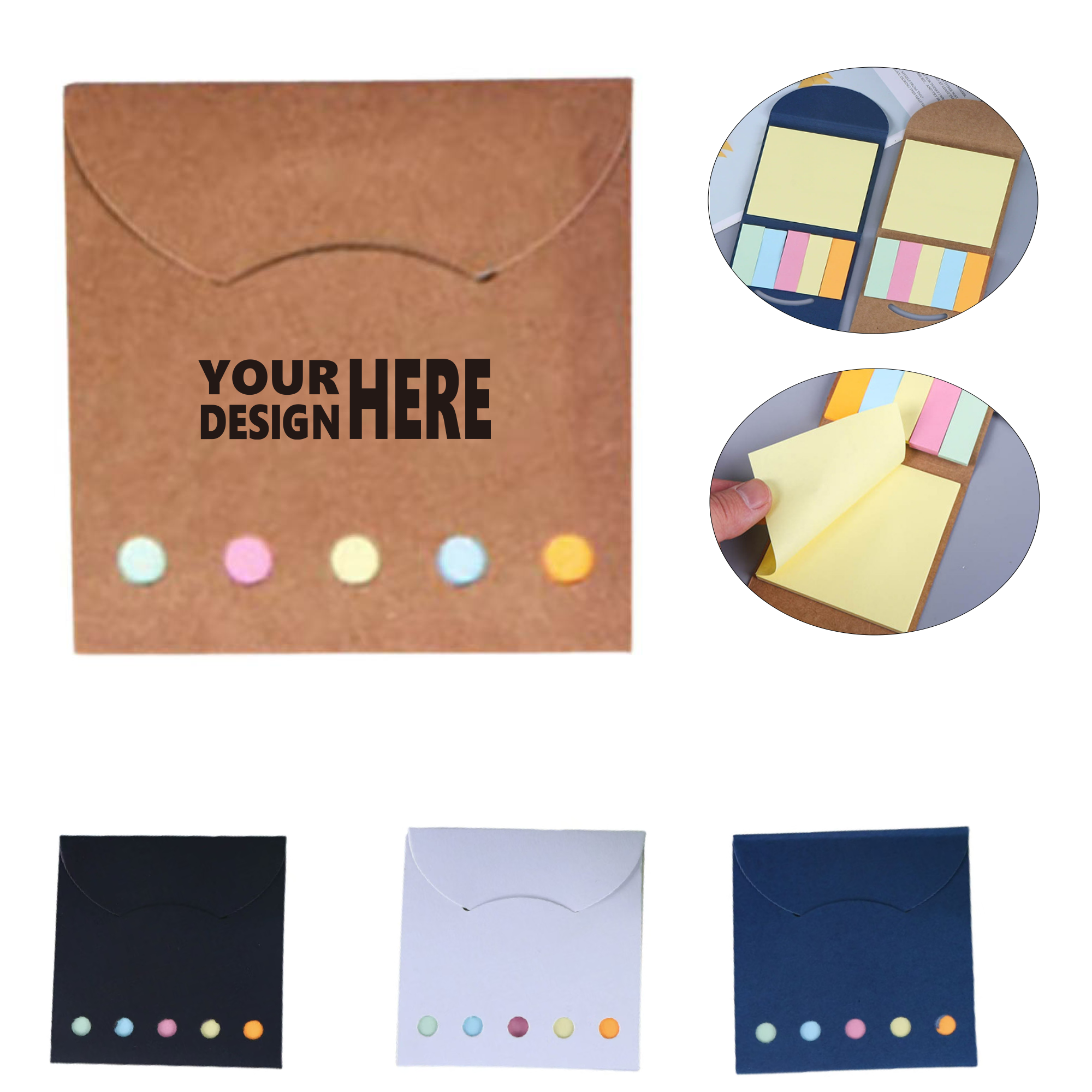 Colorful Note Pads Wrapped in Kraft Paper