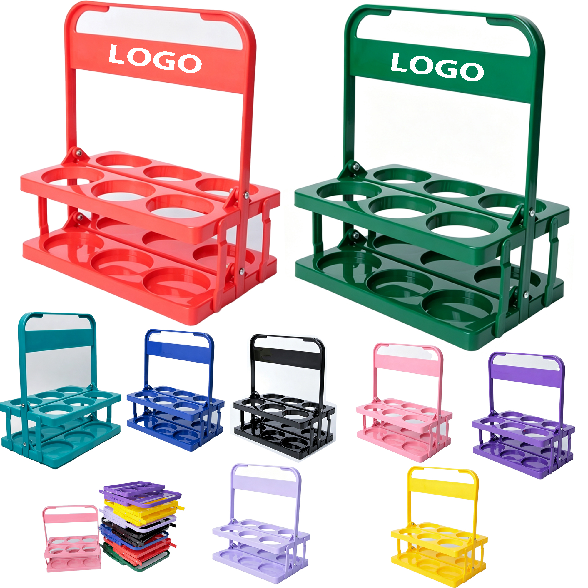 6-Bottle Foldable Plastic Wine Carrier with Handle for Bar 2
