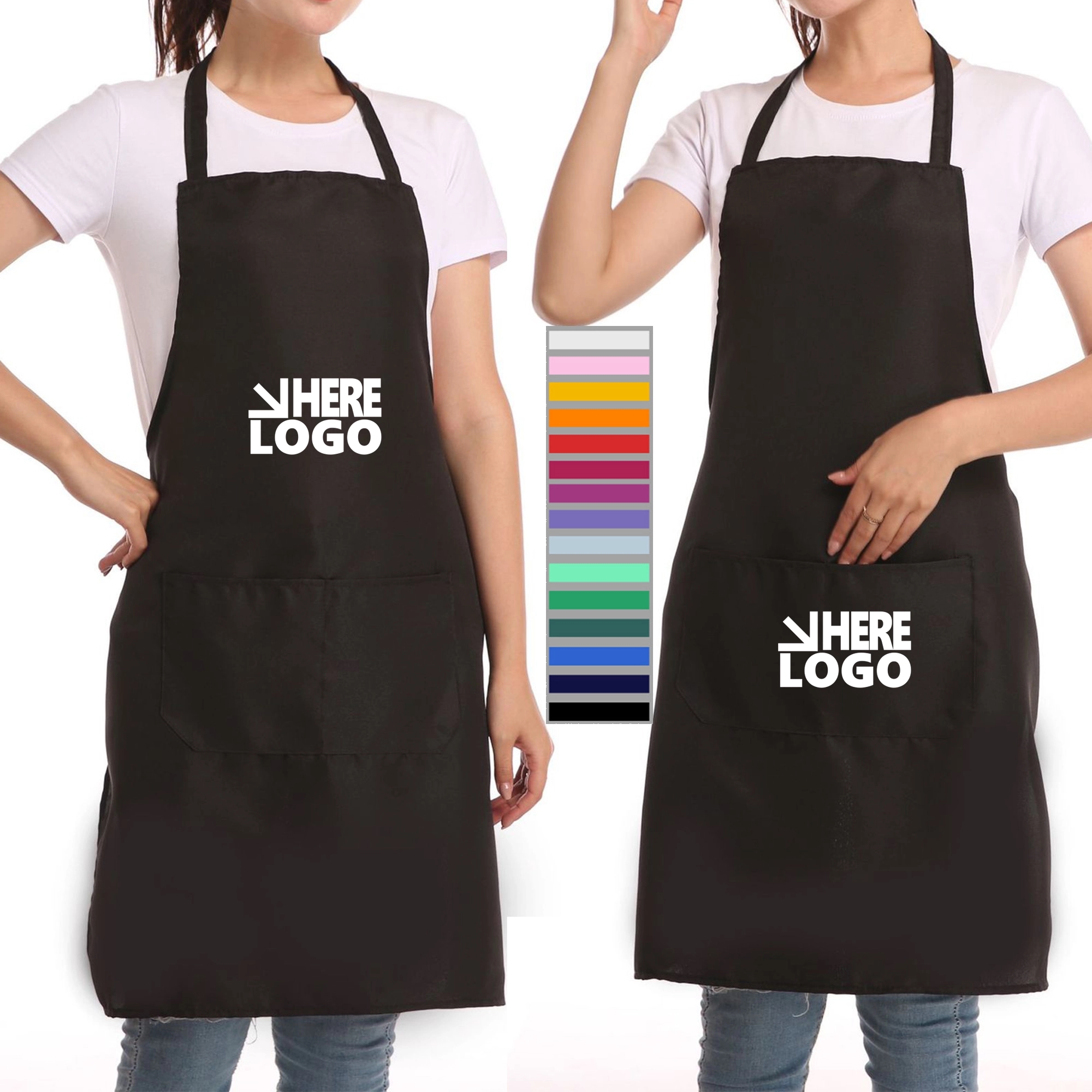 Polyester Unisex Kitchen Chef Apron MOQ 100pcs 2