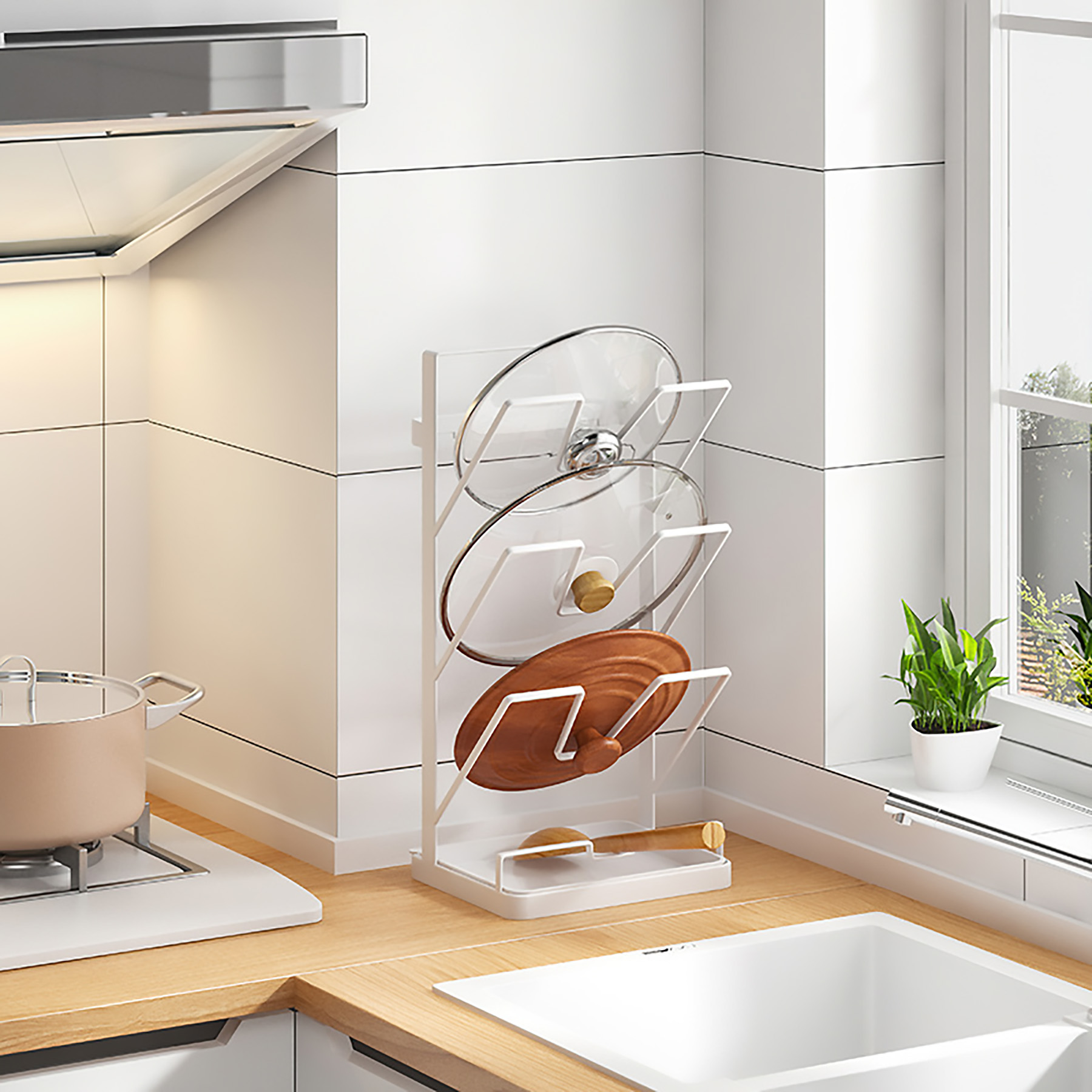Iron Wall-Mounted Lid Storage Rack 12