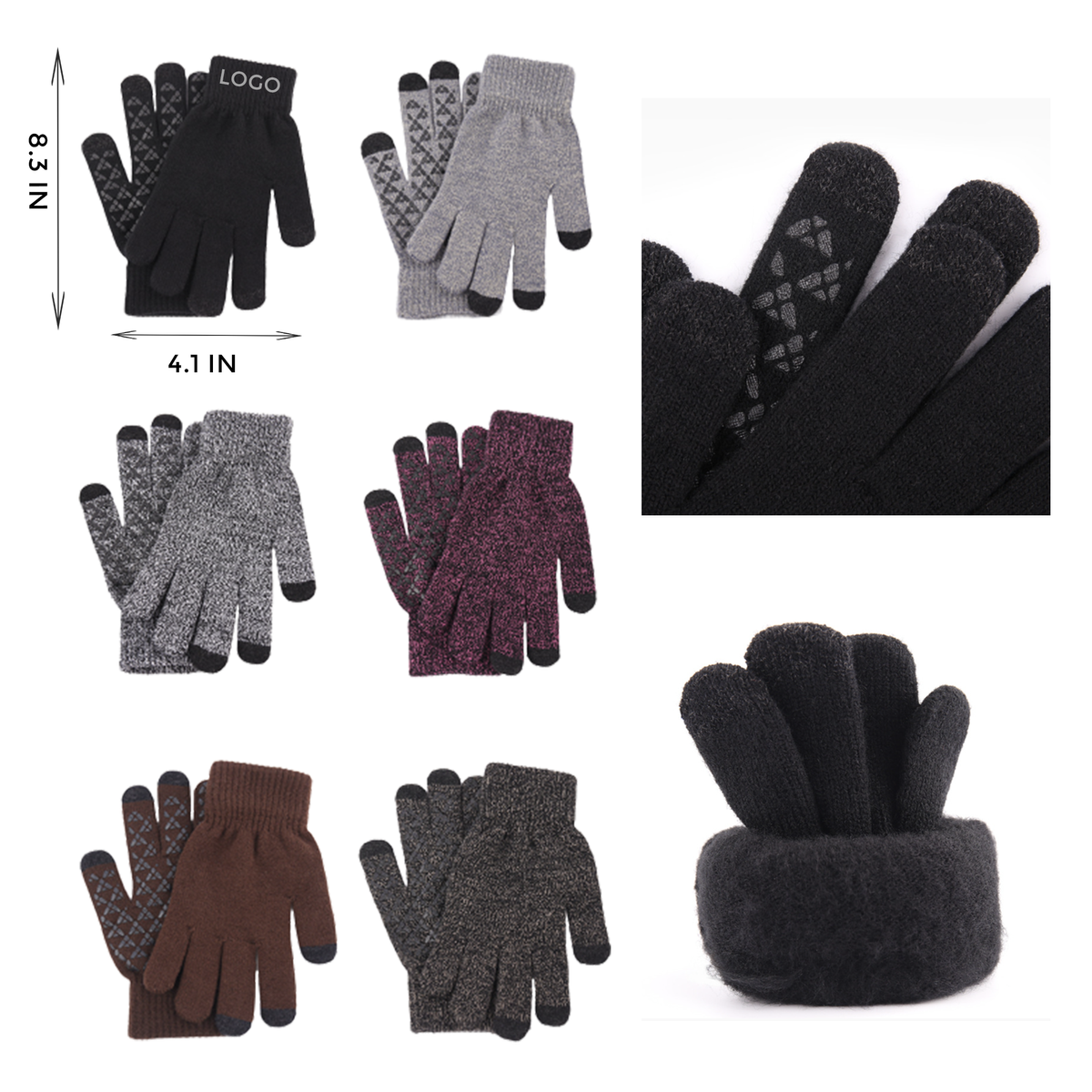 MOQ 10 PCS Warm - efficient Touchscreen Thermal Gloves with Fluff Lining 4