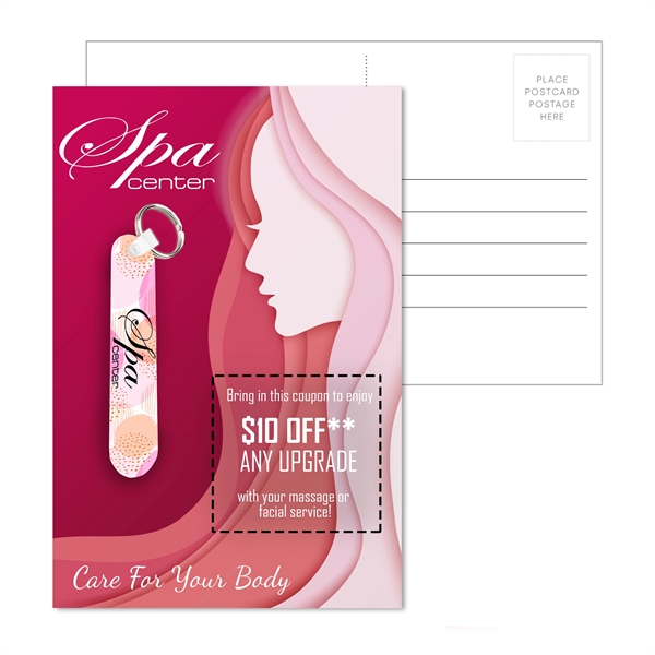 Post Card with 3. 5" Nail File with Keyring