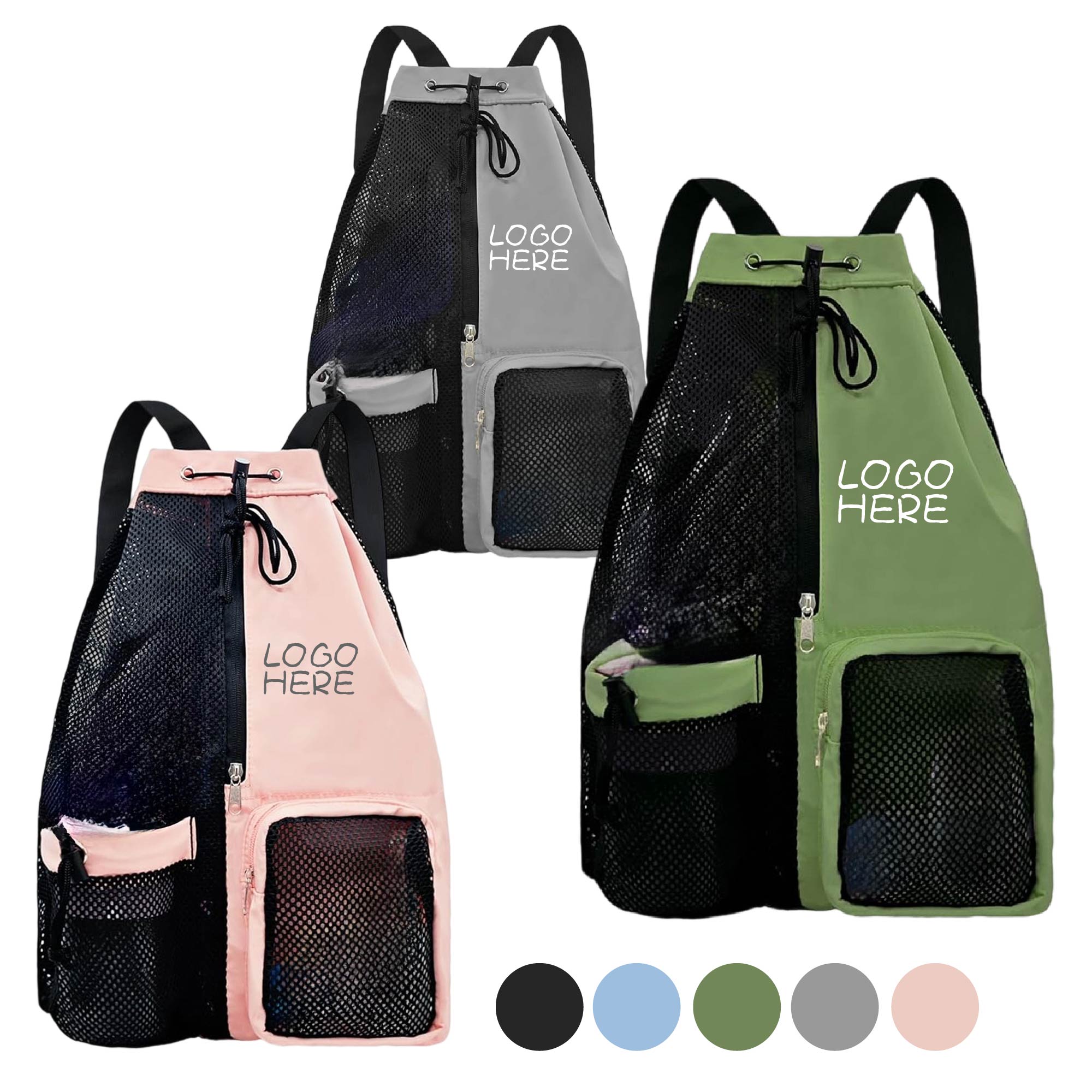 Mesh Drawstring Swim Bag
