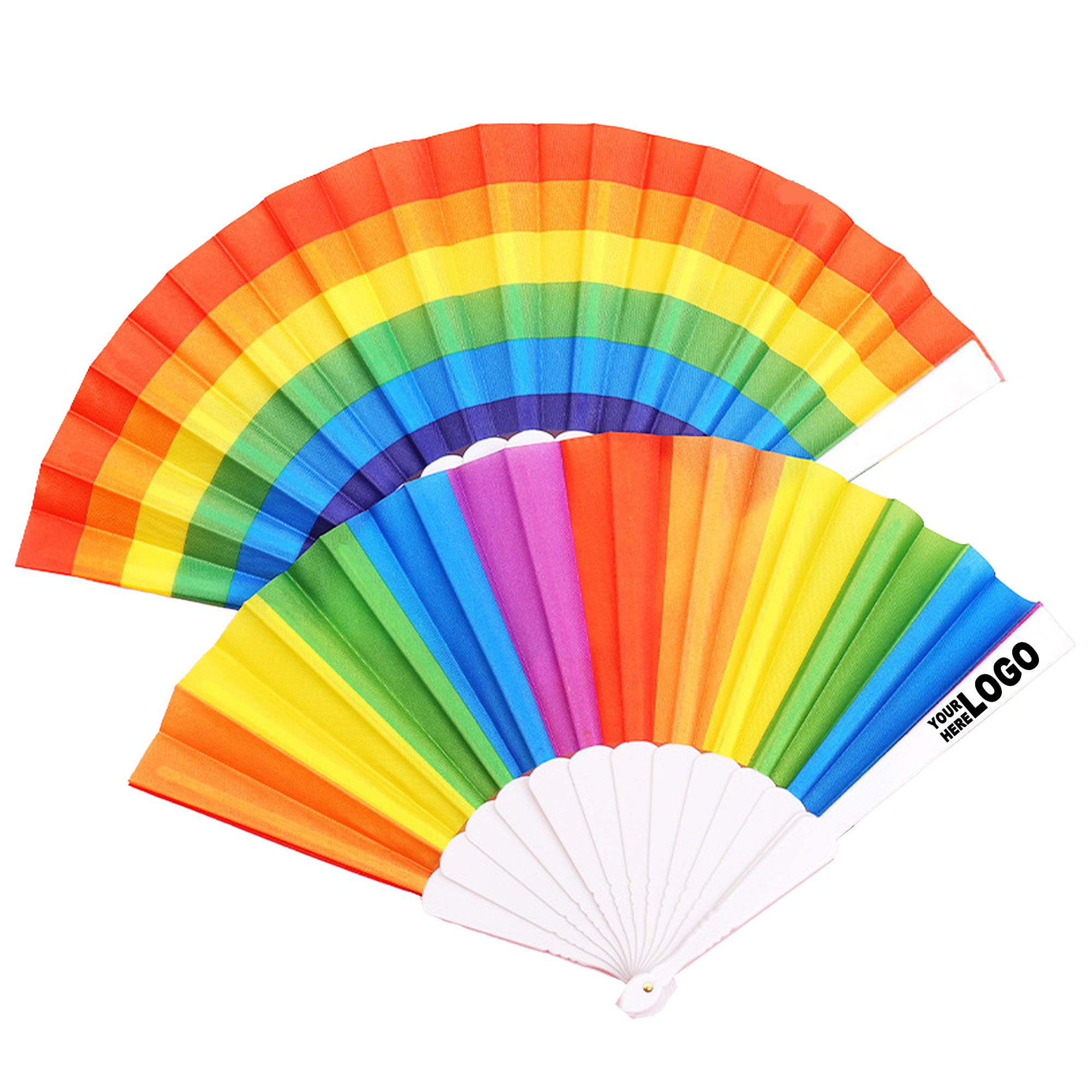 Customizable 9" Foldable Rainbow Fan with Eco-Friendly Print 3