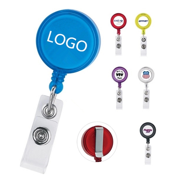 Round Retractable Badge Reel Holder