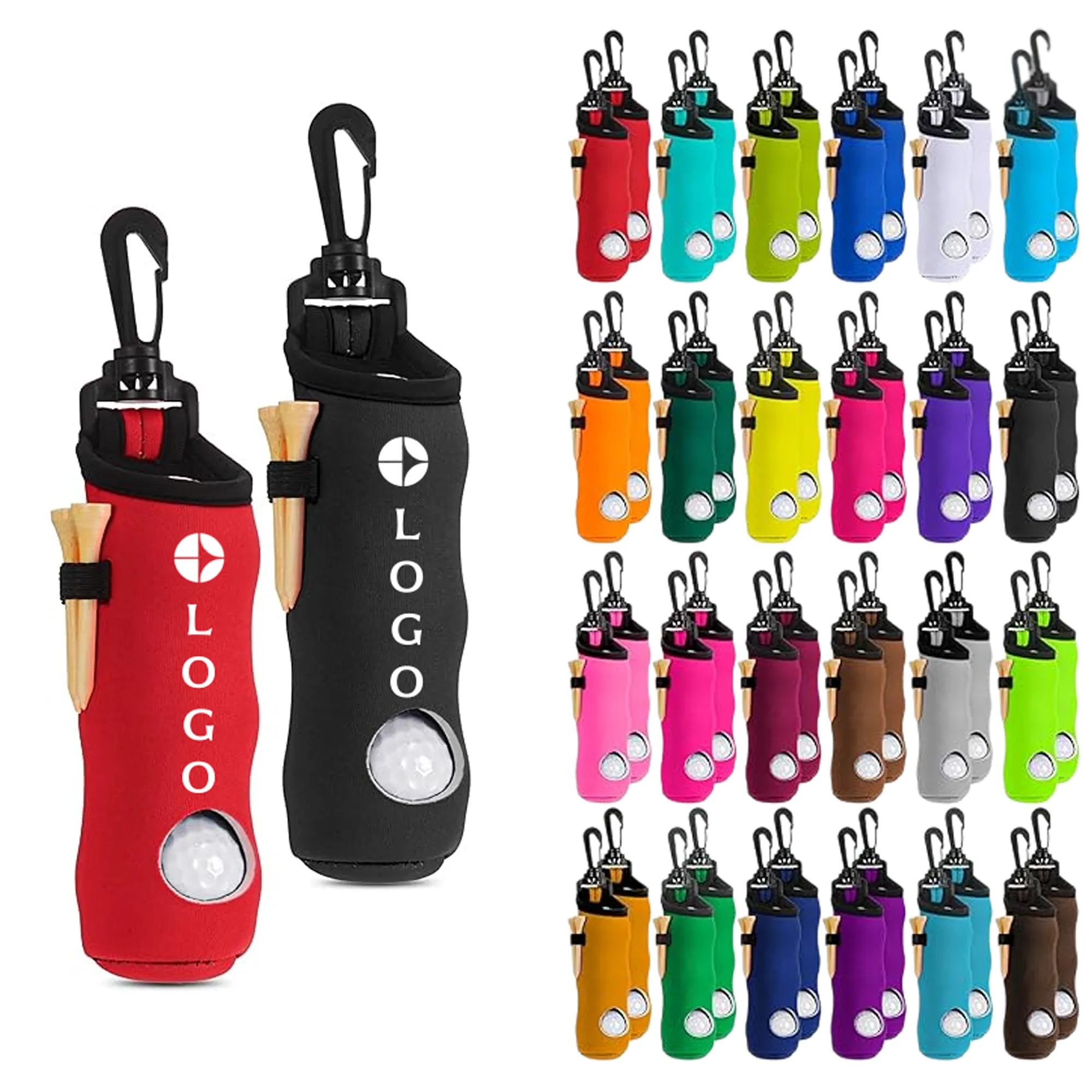 Neoprene Golf Ball Pouch With Clip And Tee Holder Carry Bag 7
