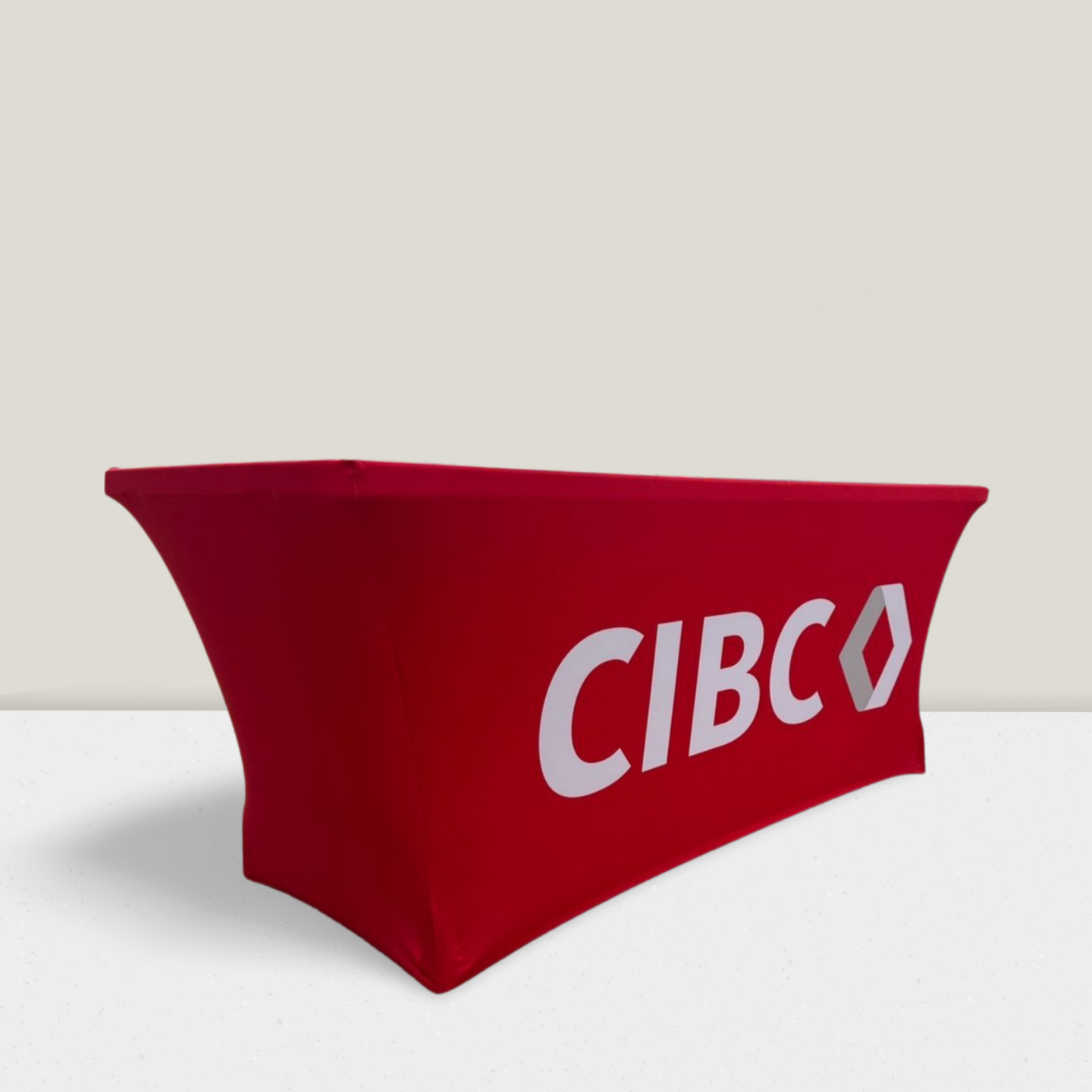 Sublimated Stretch Curved Fit Table Throw for 6ft table, 4 sided, Closed Back 28