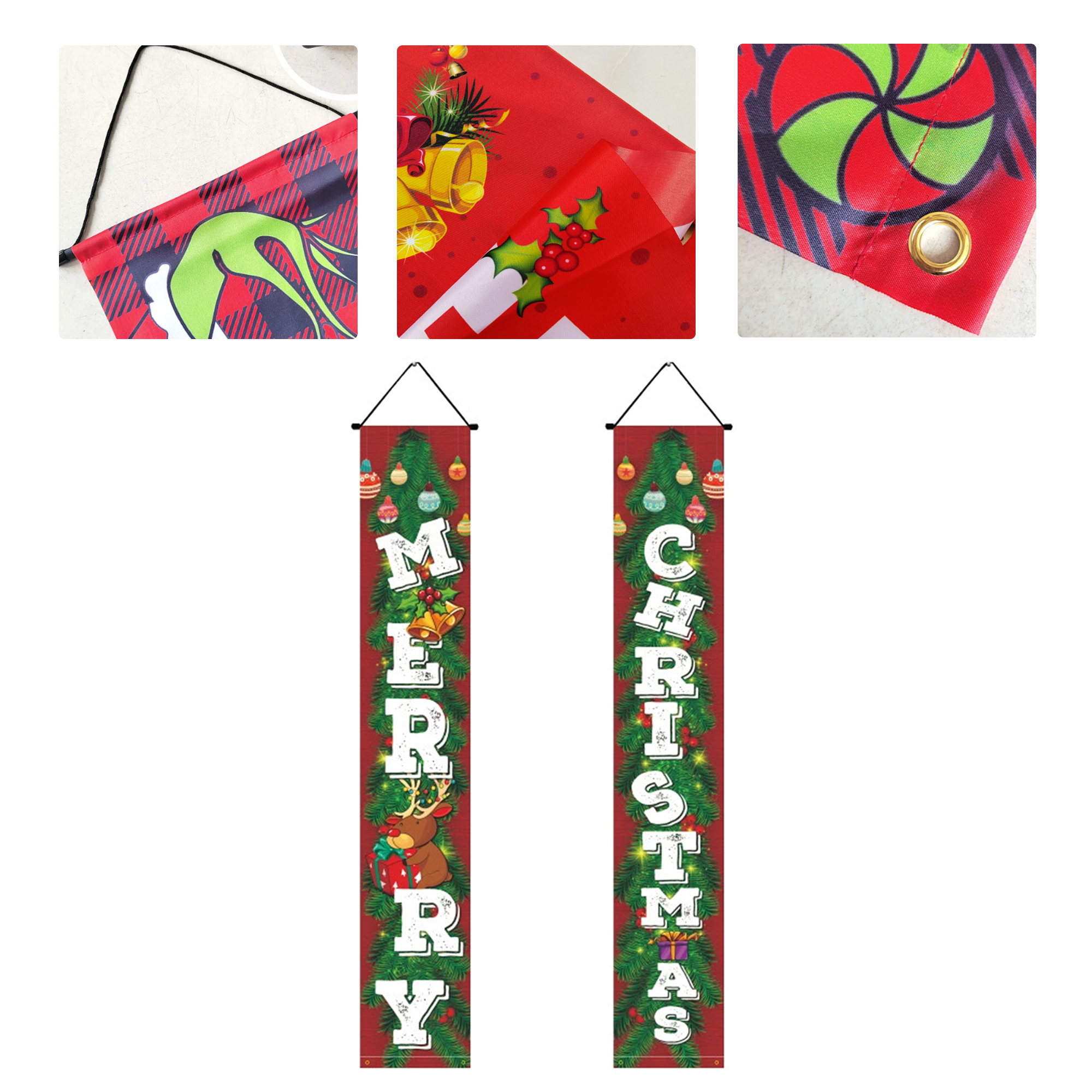 MOQ 50 Holiday Red Plaid Christmas Door Banner for Festive Decor 3