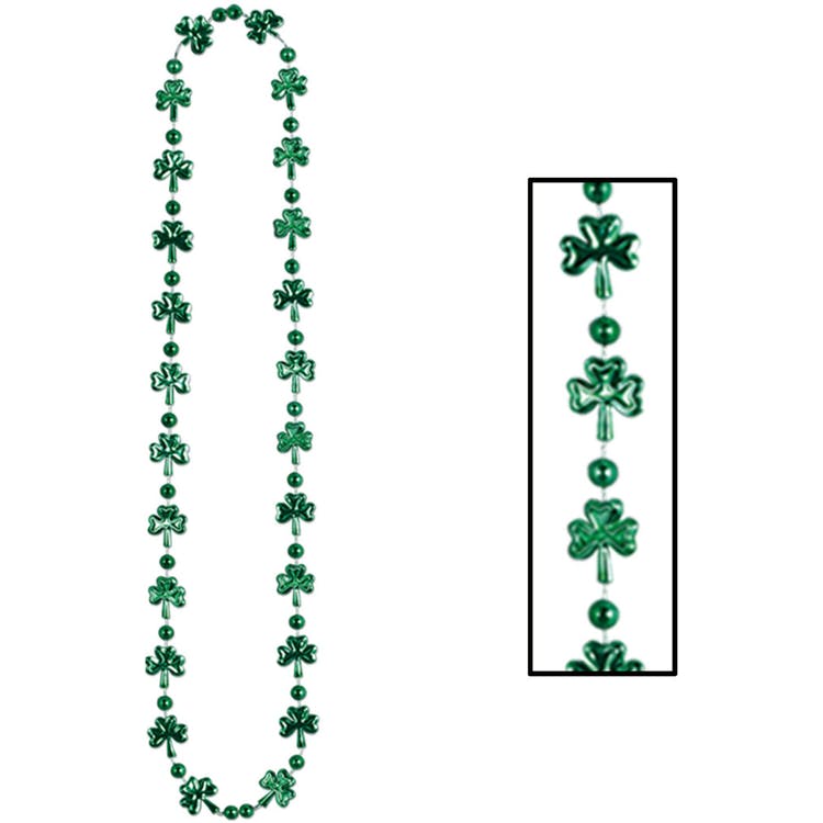 Shamrock Beads - Green 33" 3