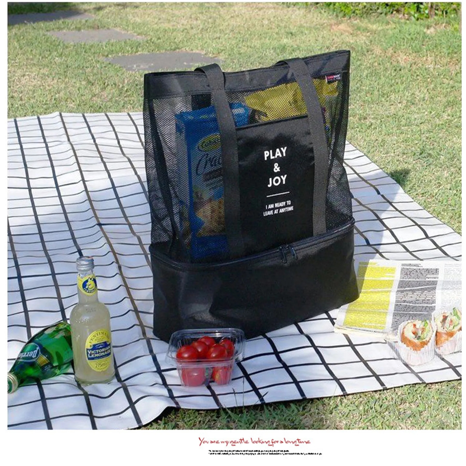 2 In 1 Mesh Tote Bag with Cooler 15