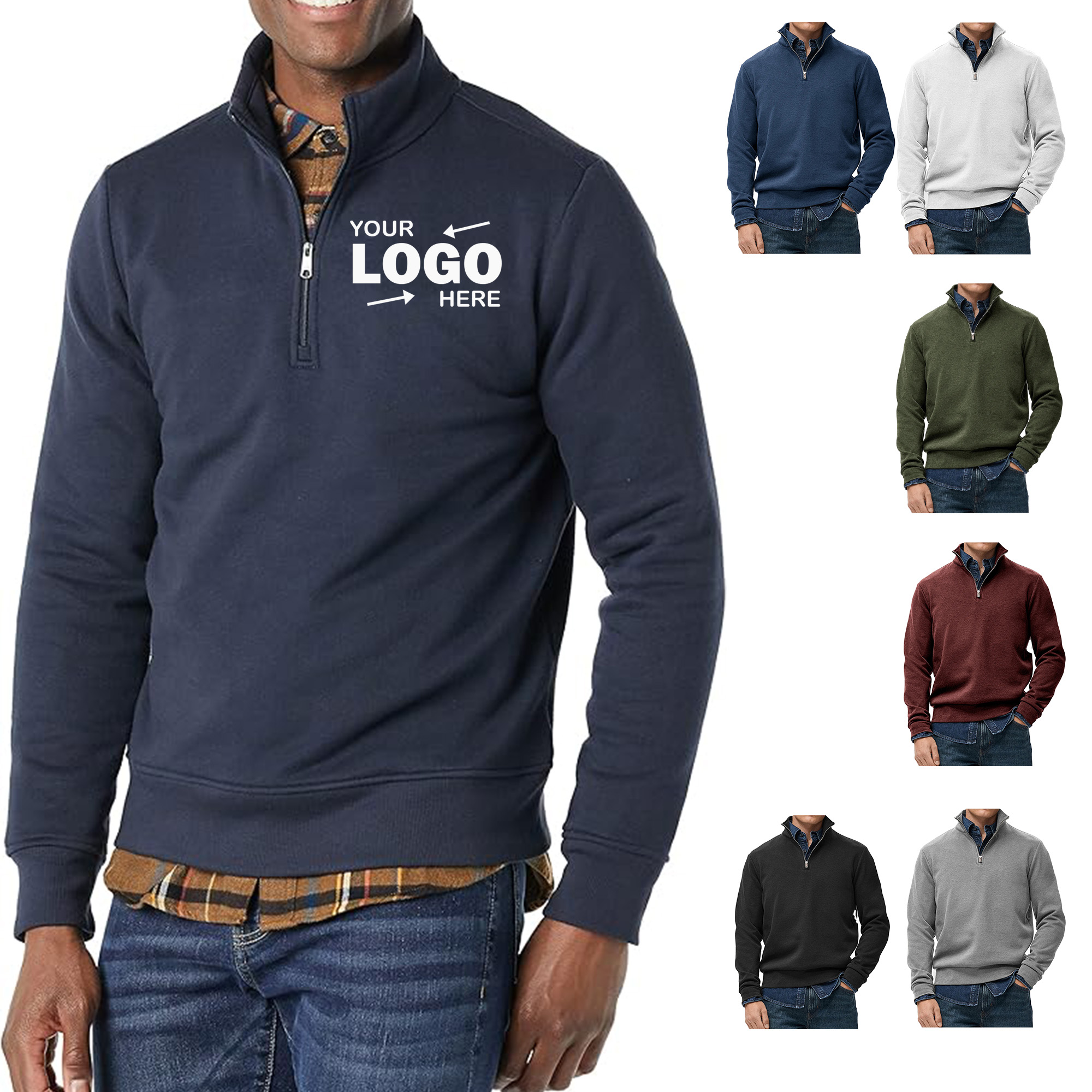 Polyester Unisex Quarter Zip Comfortable Casual Sweatshirt