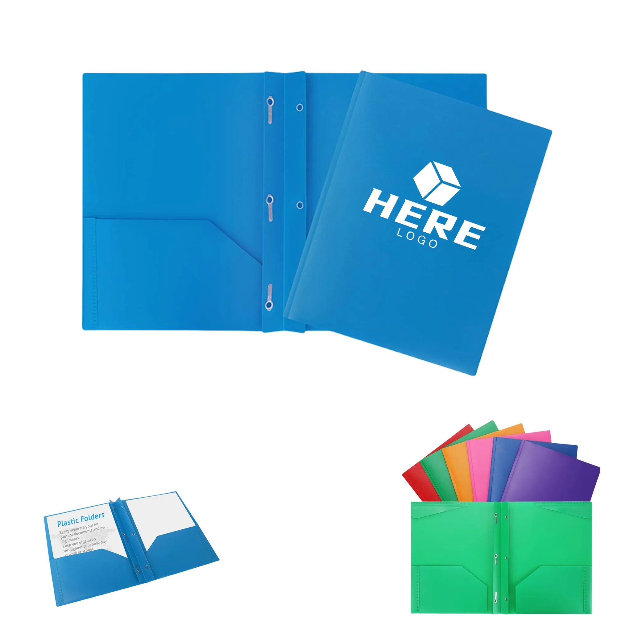 Plastic File 3 Hole Punch Folders with 2 Pockets(A4 Size) 7