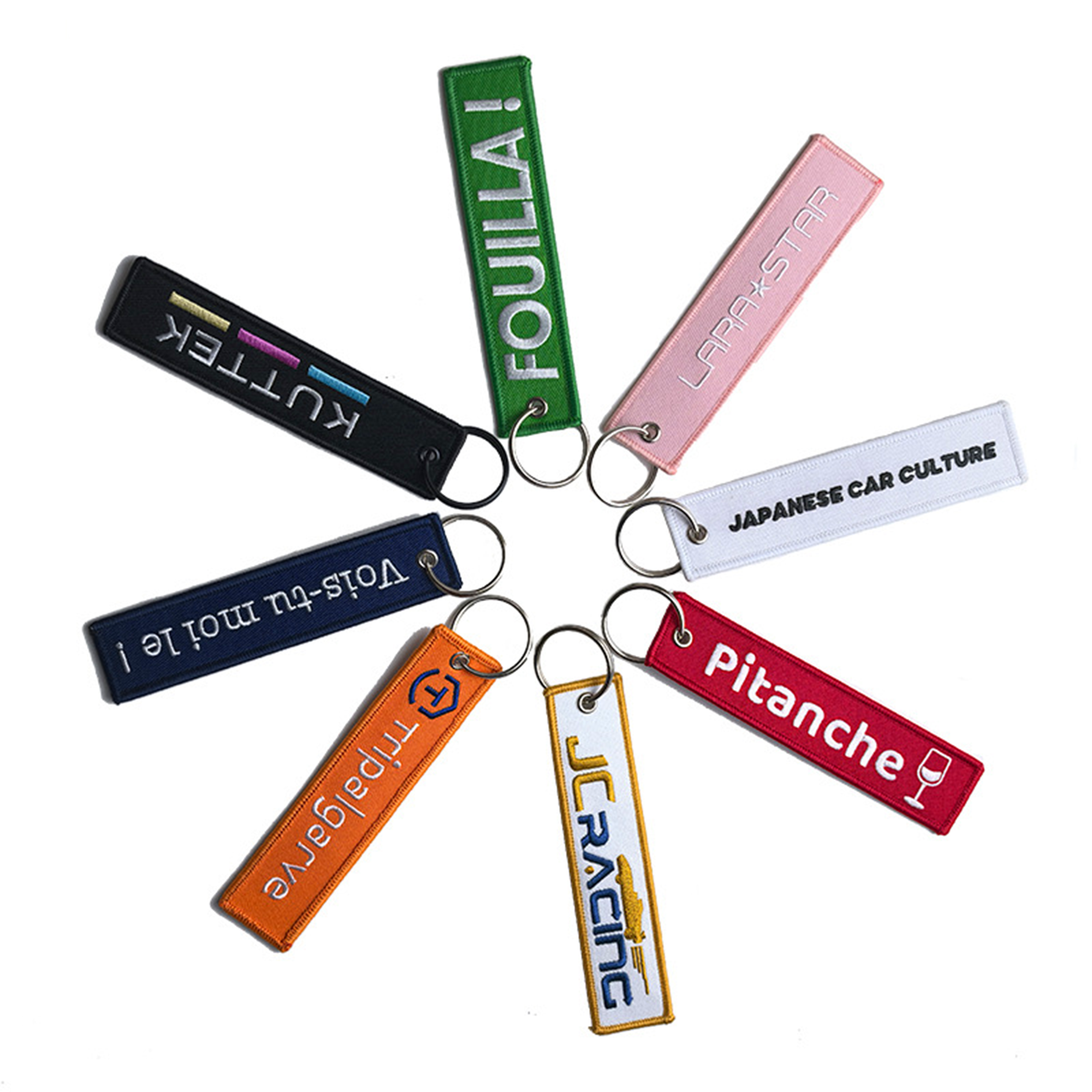 Embroidered Personalized Key Chain Motorcycle Parts Daily Life Double Side