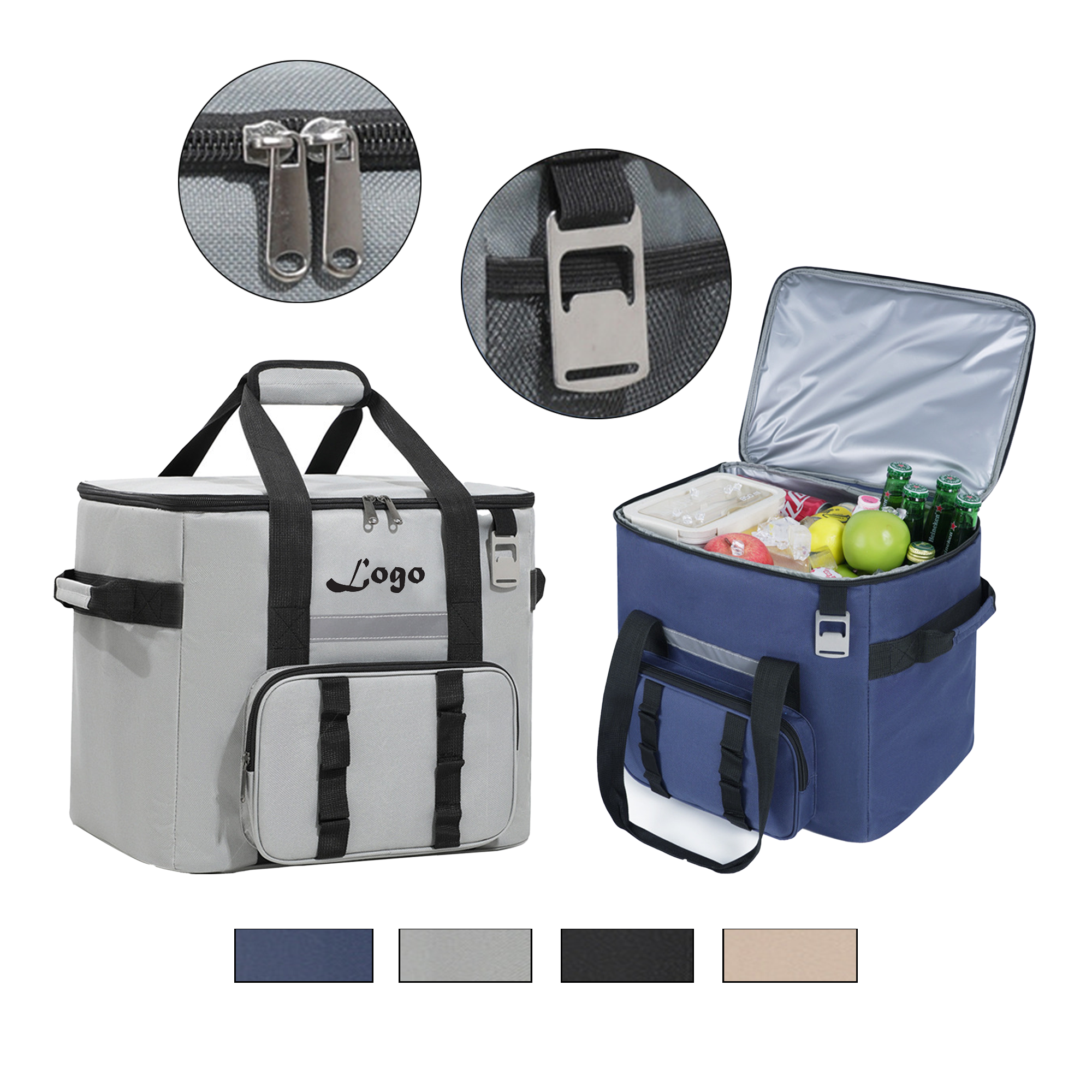 Insulated Oxford Fabric Lunch Cooler Tote with Zipper 3
