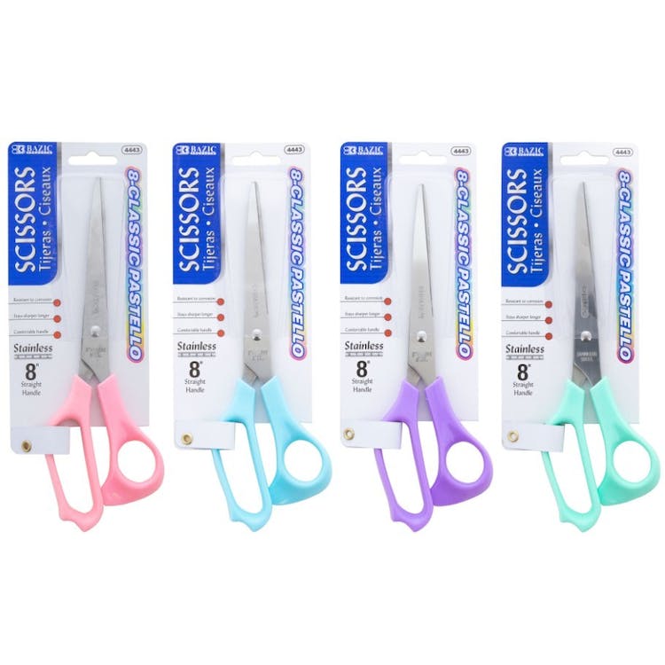 8" Classic Stainless Steel Scissors - 4 Pastel Colors 3