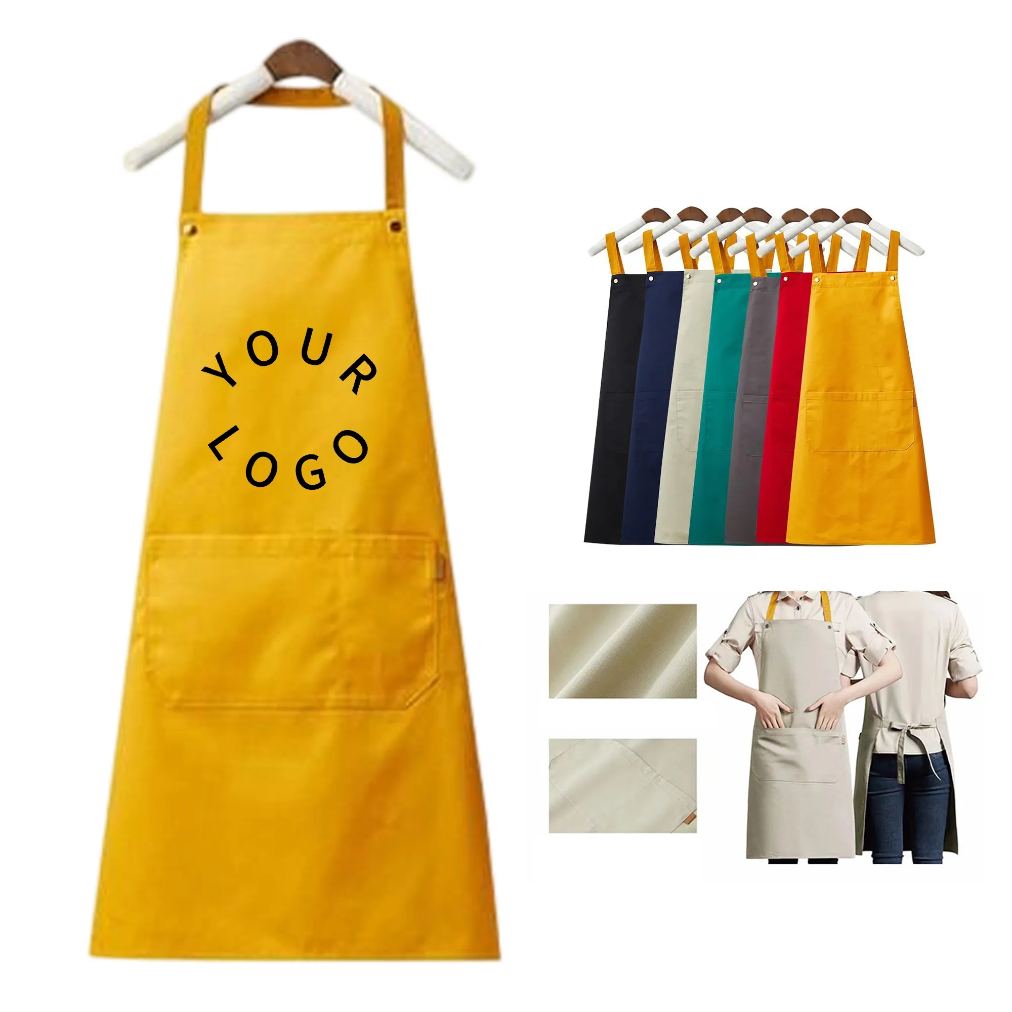 Canvas Kitchen Apron with Pockets