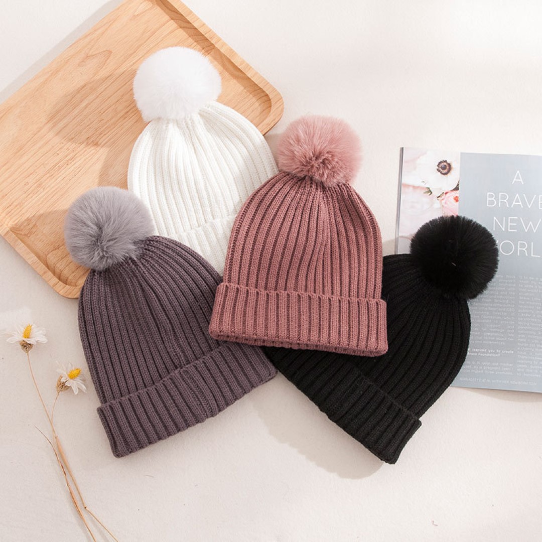 Baby Knit Pom Beanie With Cuff