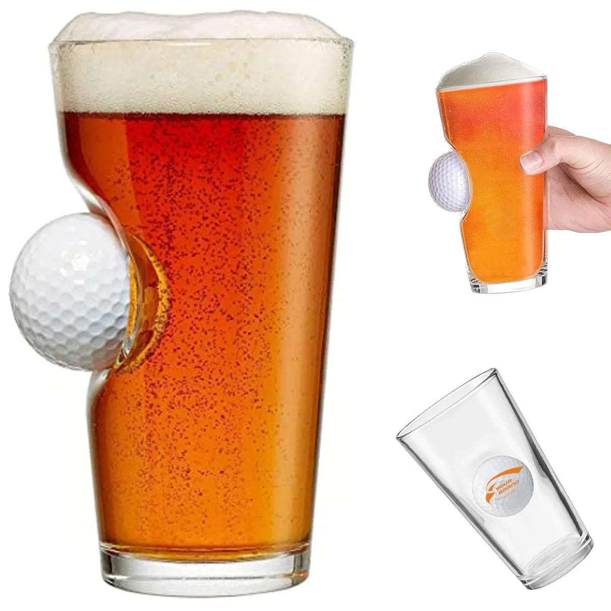 16OZ.Golf Ball Pint Glass for Men