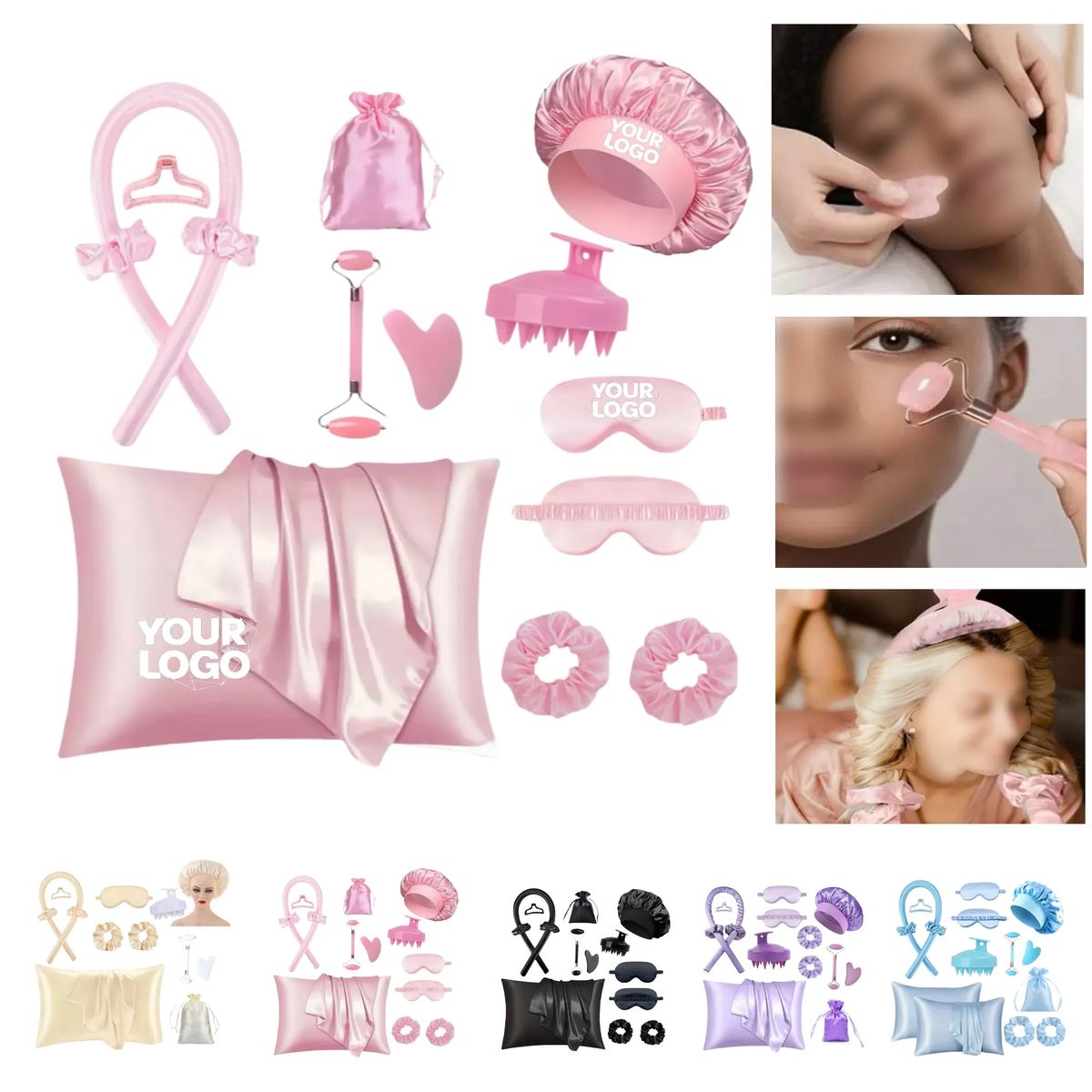 Luxury Satin Pillowcase Set with Bonnet Scrunchies Eye Mask