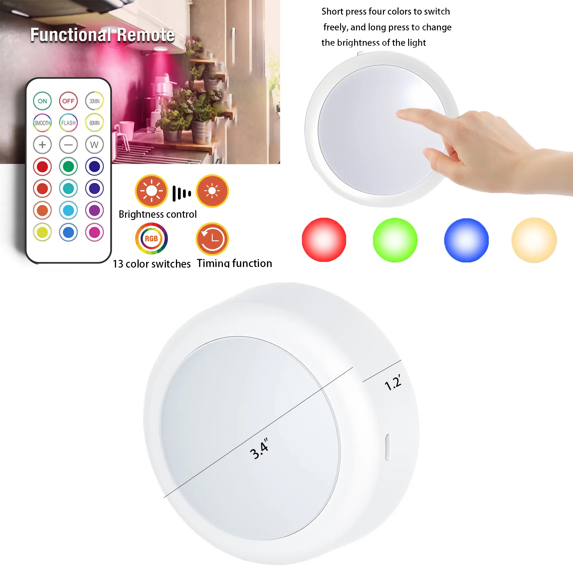 USB Charging Remote Magnetic Touch Light 3