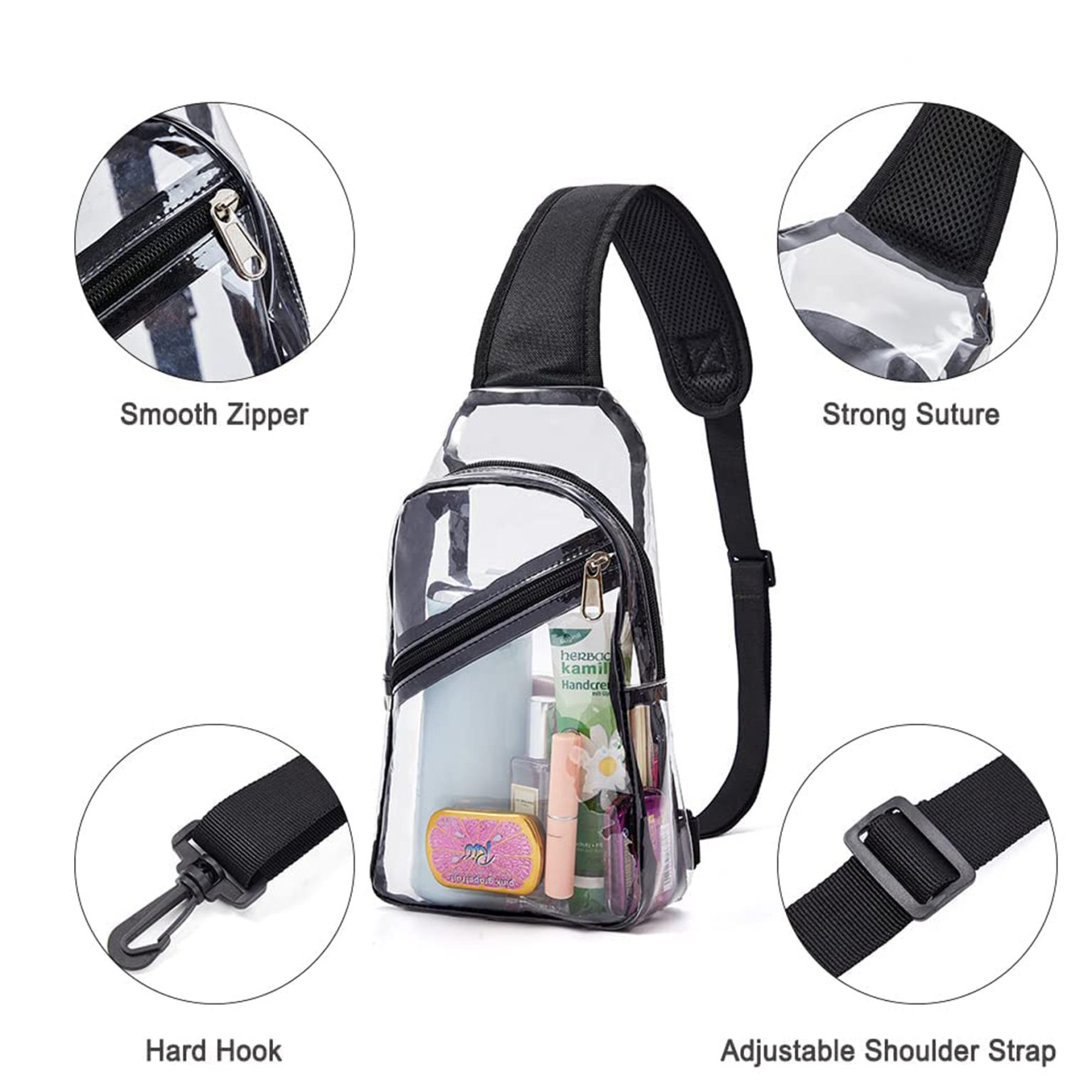 Pvc Transparent Women'S Shoulder And Chest Bag 9