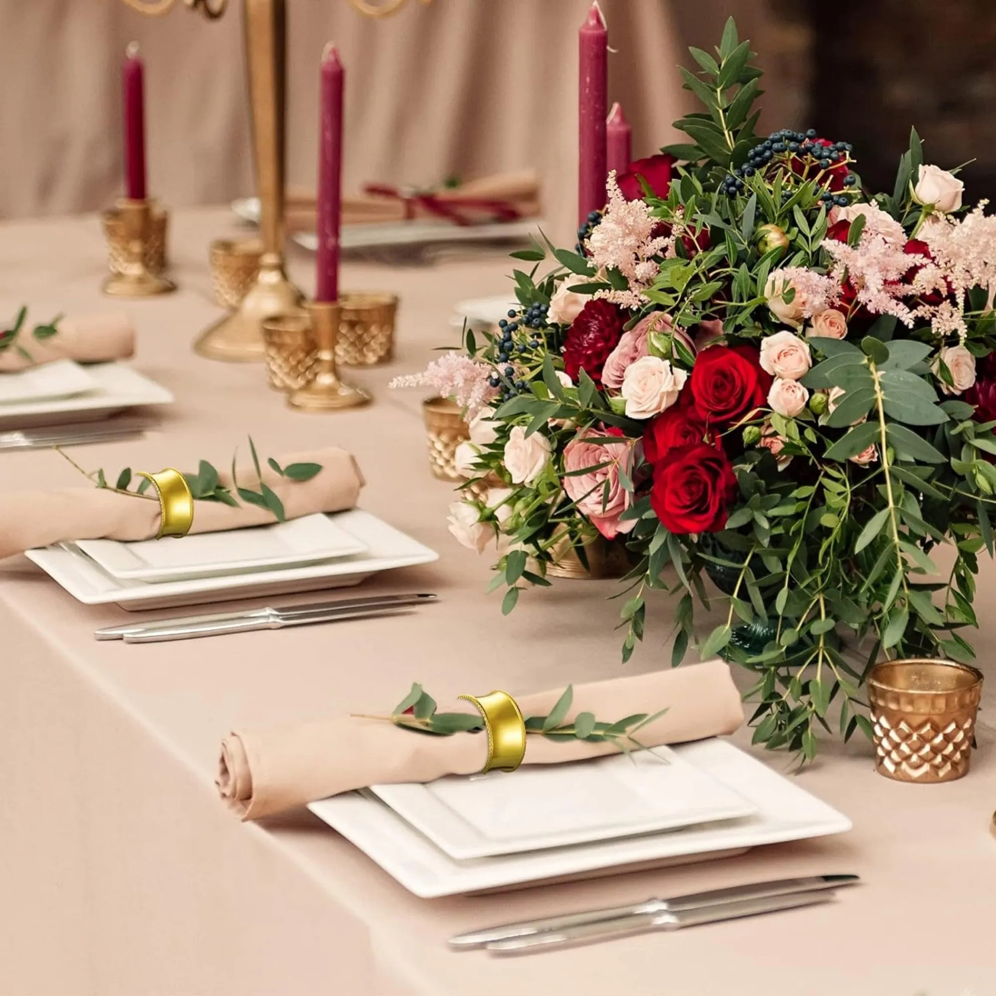 Metal Napkin Rings Table Decor Set 10
