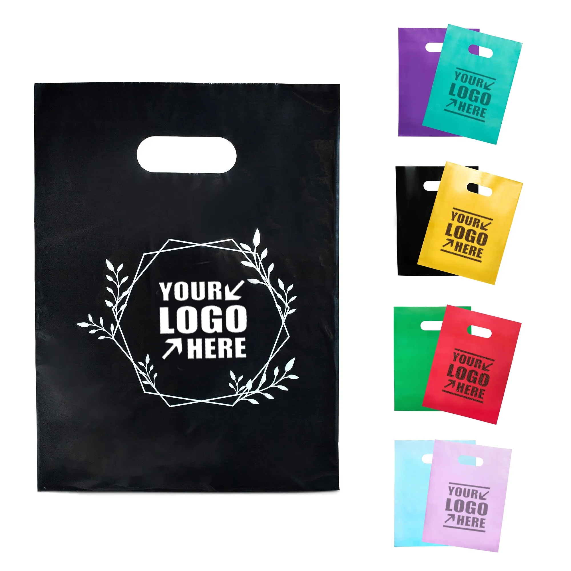 Plastic Merchandise Bags With Die Cut Handle  9" x 12" 4
