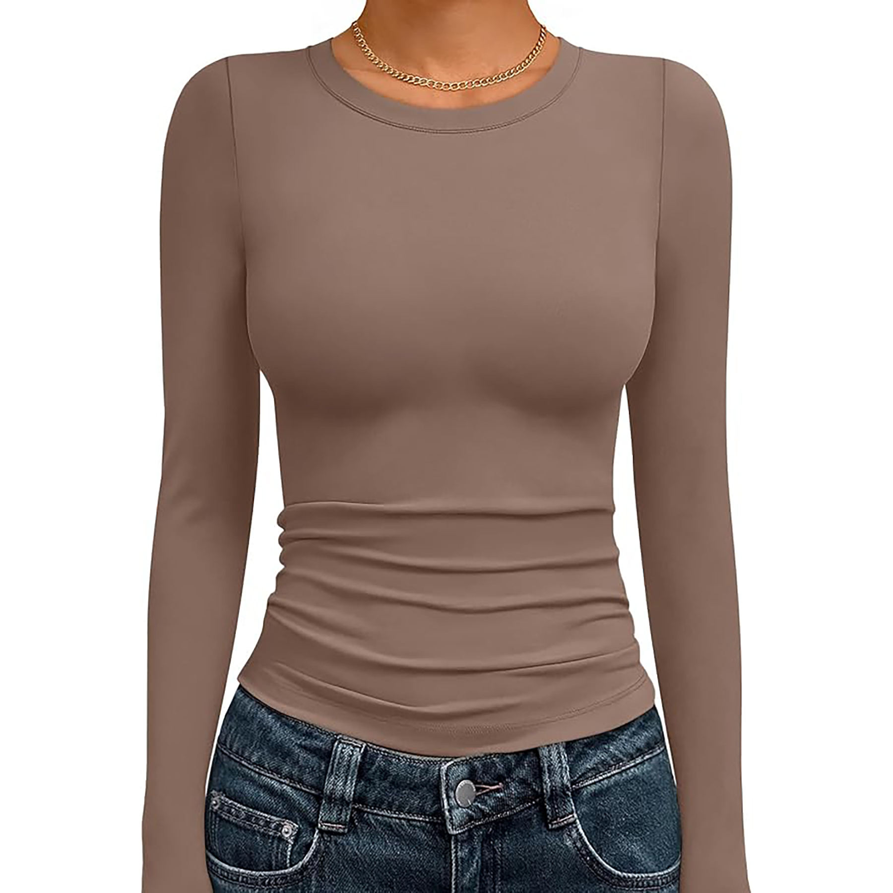 Women's Basic Round Neck Crop Top 68
