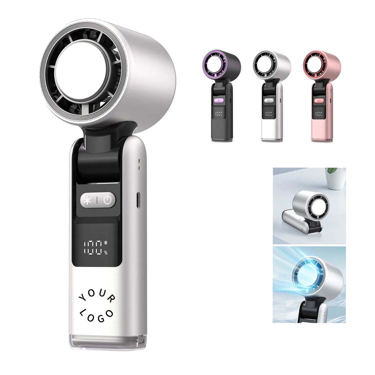 Handheld Fan with Ice Cooling Plate and Display