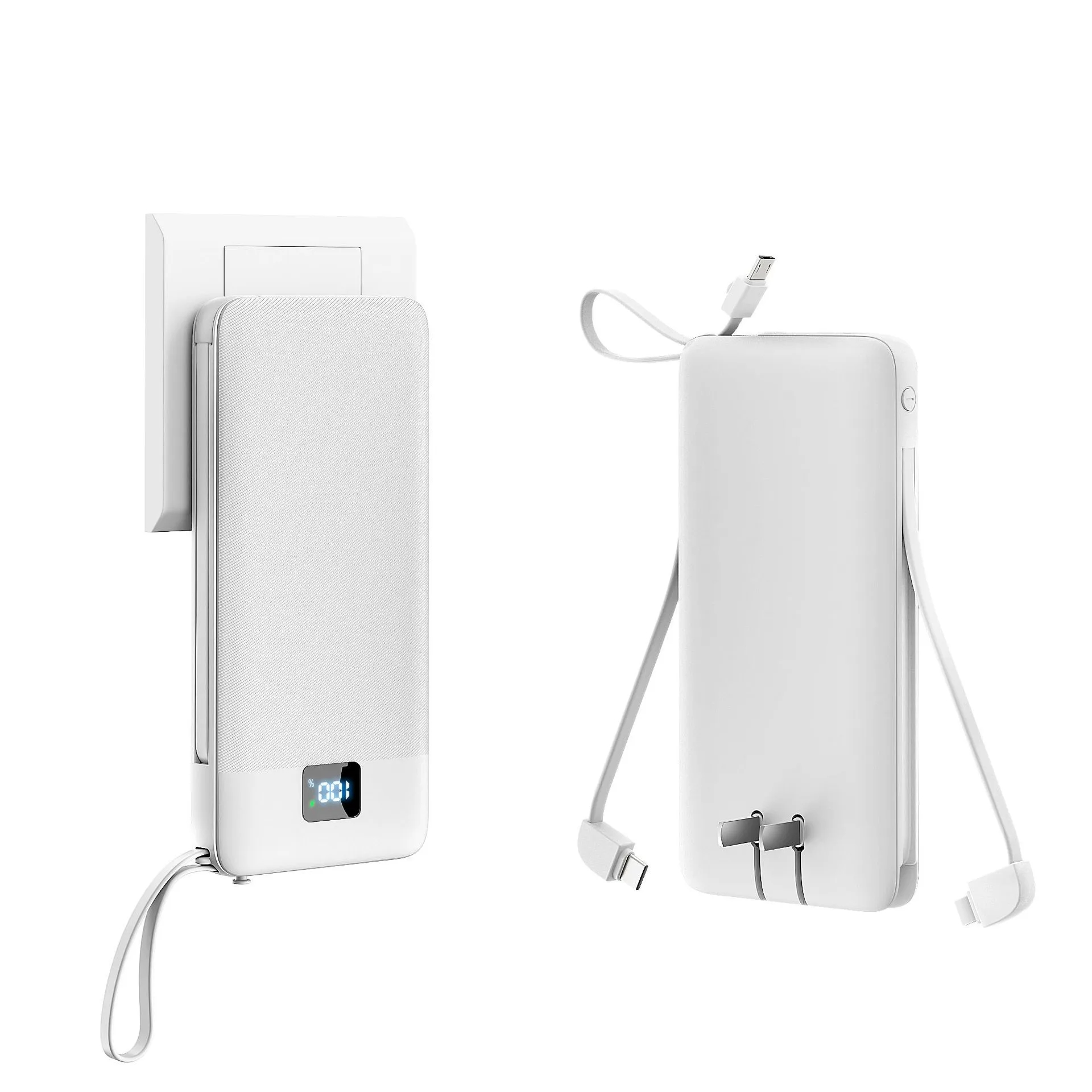 10000mAh Power Bank with Built-in Cables and AC Wall Plug 16