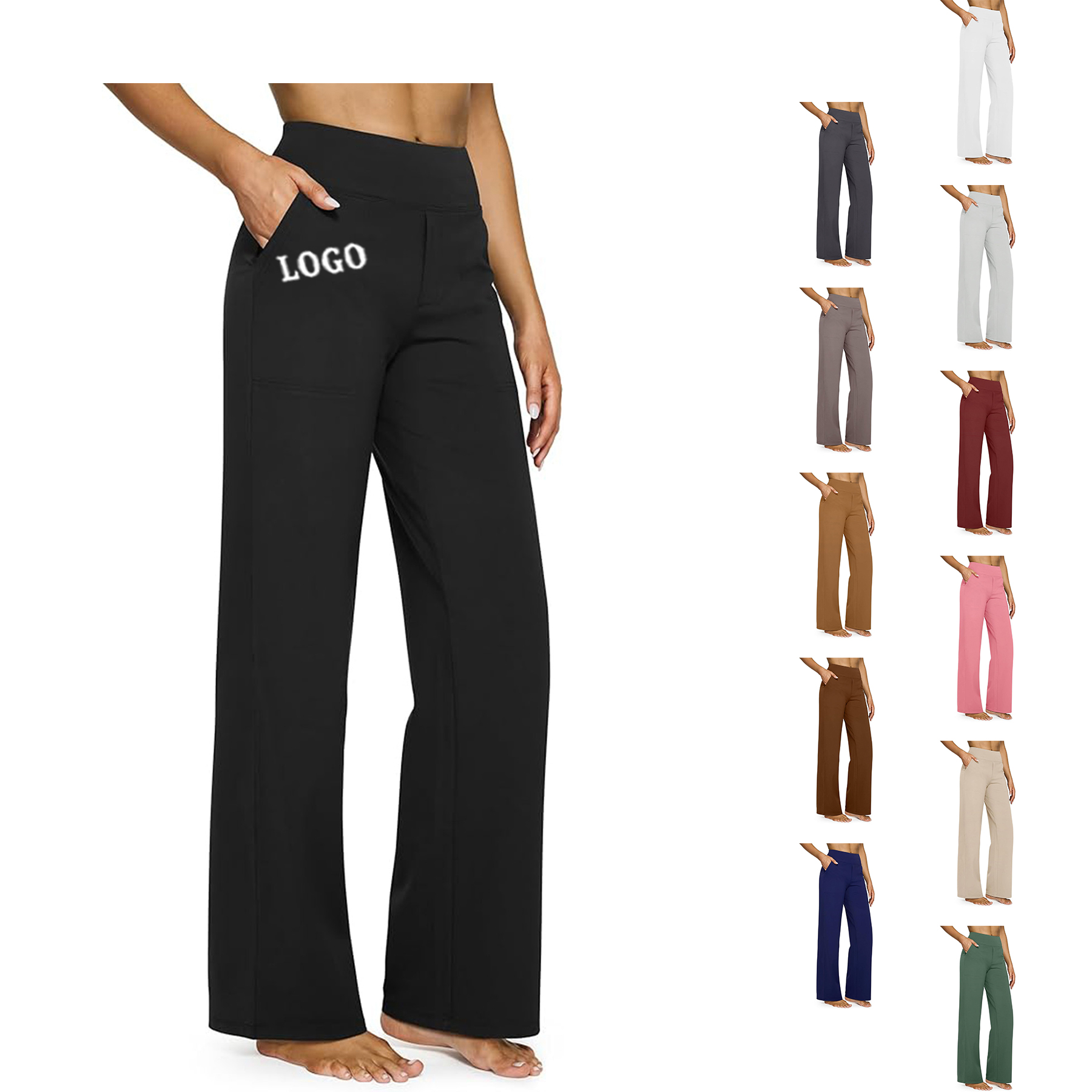 High Waisted Stretch Yoga Pants Women's Wide Leg Pants 22