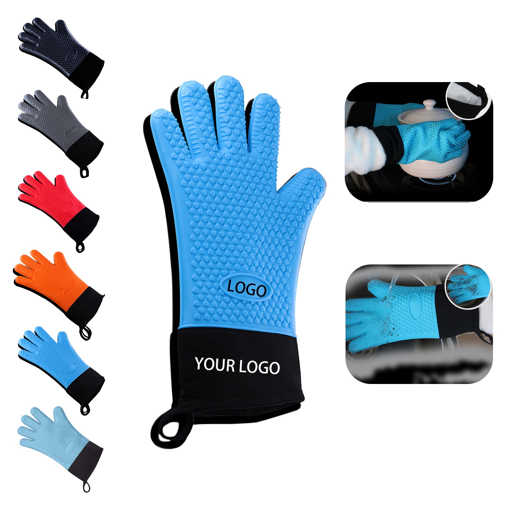 MOQ:10pcs Long BBQ Grill Gloves 4