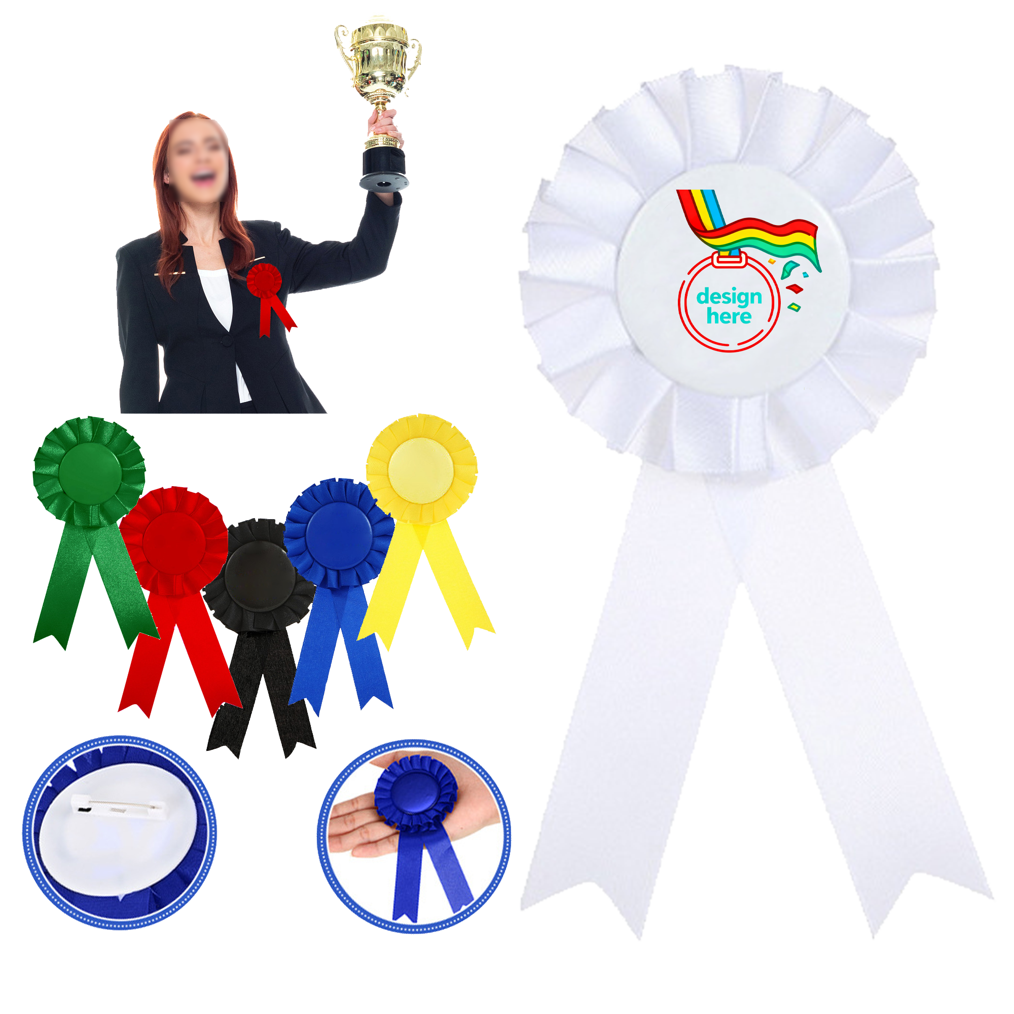 Premium Customized Ribbon Award Badges 7