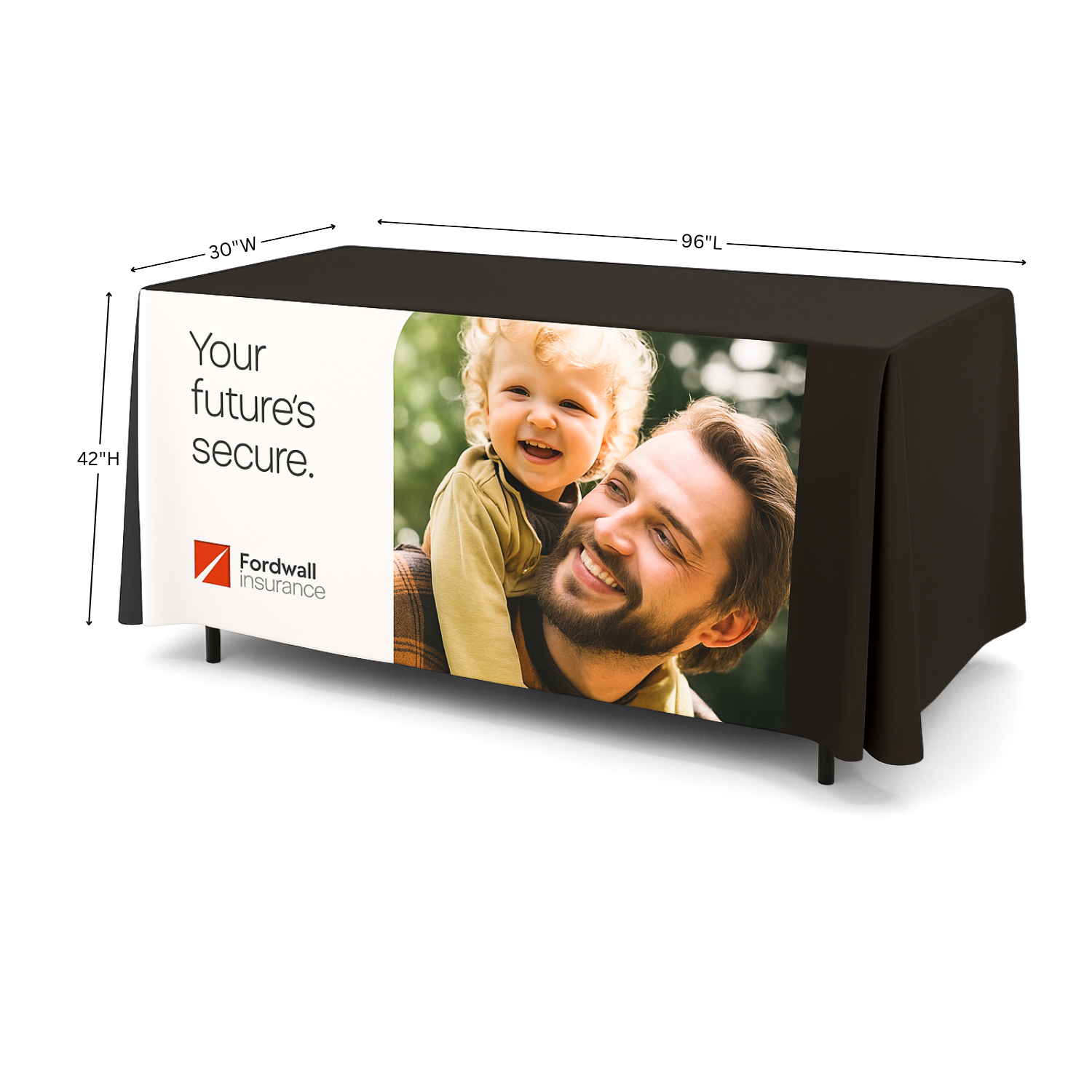 8' Fitted Table Cover, Front Panel Print (Bar Height, 42") 83