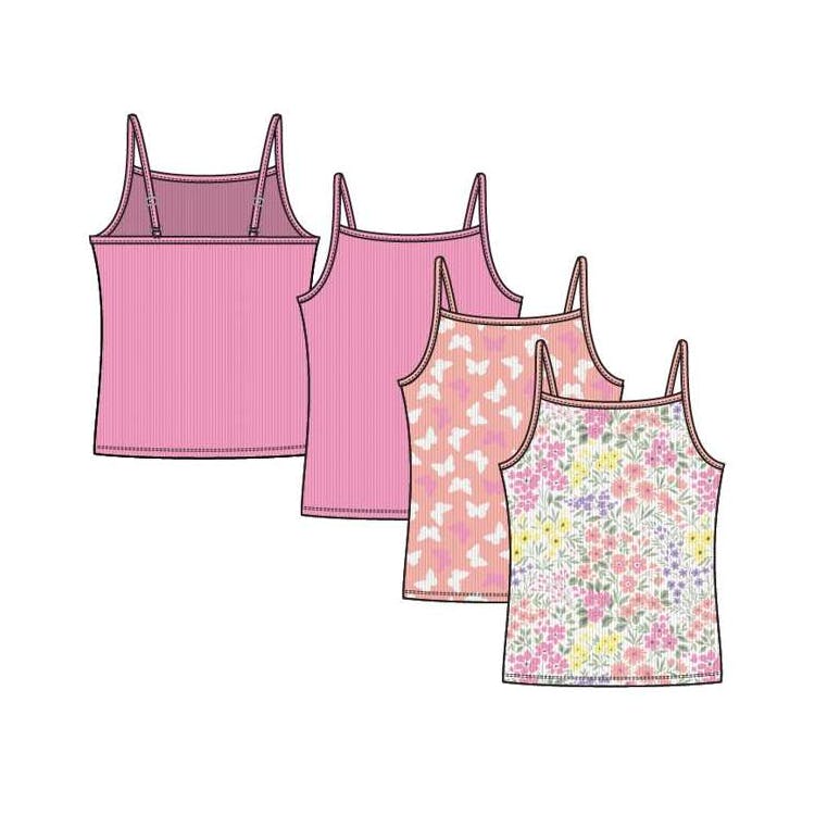 Girls' Ribbed Camisoles - Assorted Colors Size 4-6X 3pk 3